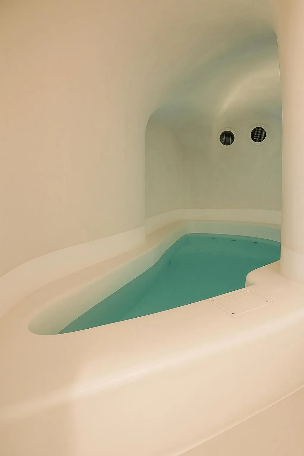 Hot Spring Bath in Chic Hotel Santorini