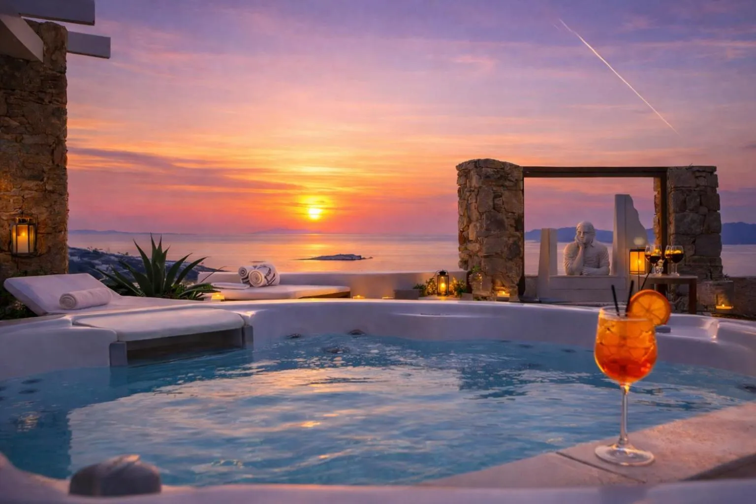 Sunset in Tharroe of Mykonos Boutique Hotel