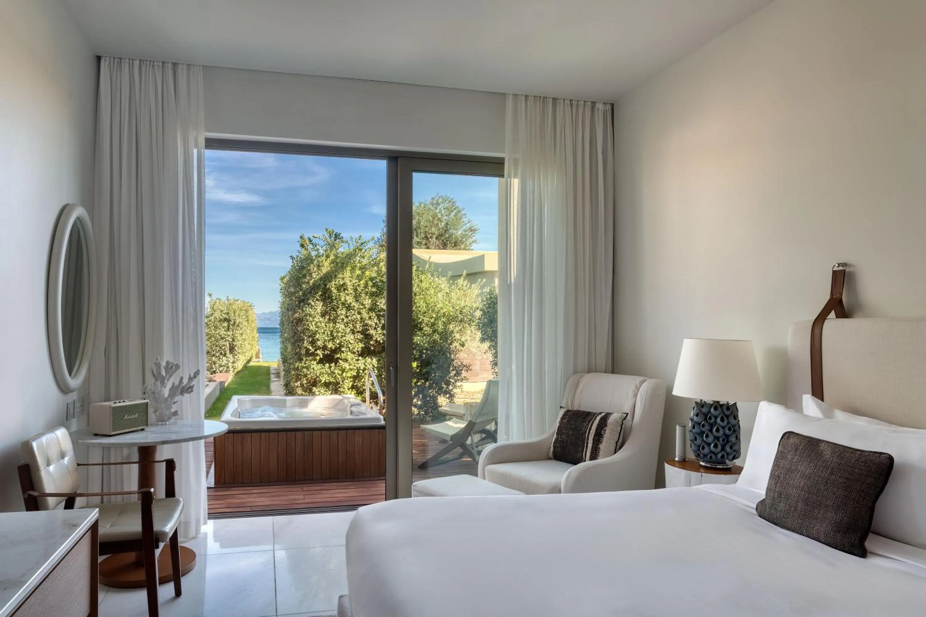 View (from property/room), Bed in Domes Miramare, a Luxury Collection Resort, Corfu - Adults Only