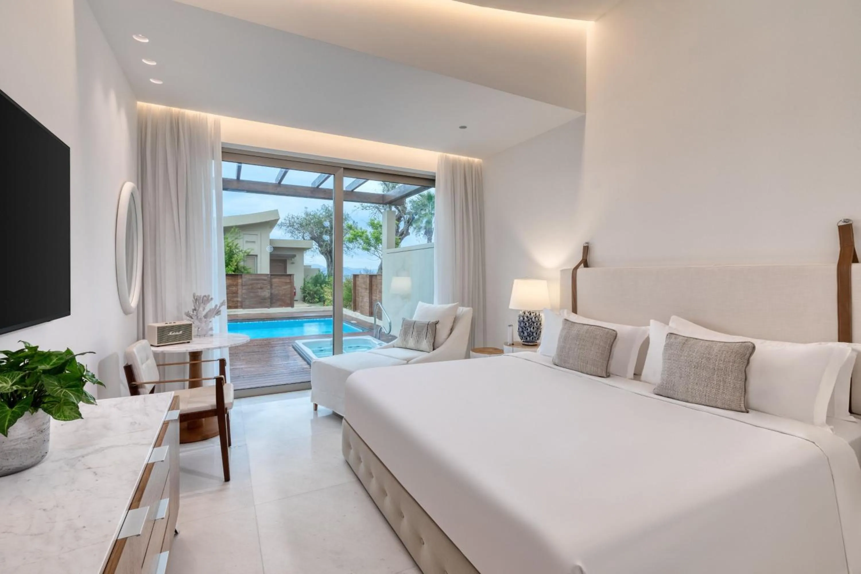 Swimming pool, Bed in Domes Miramare, a Luxury Collection Resort, Corfu - Adults Only