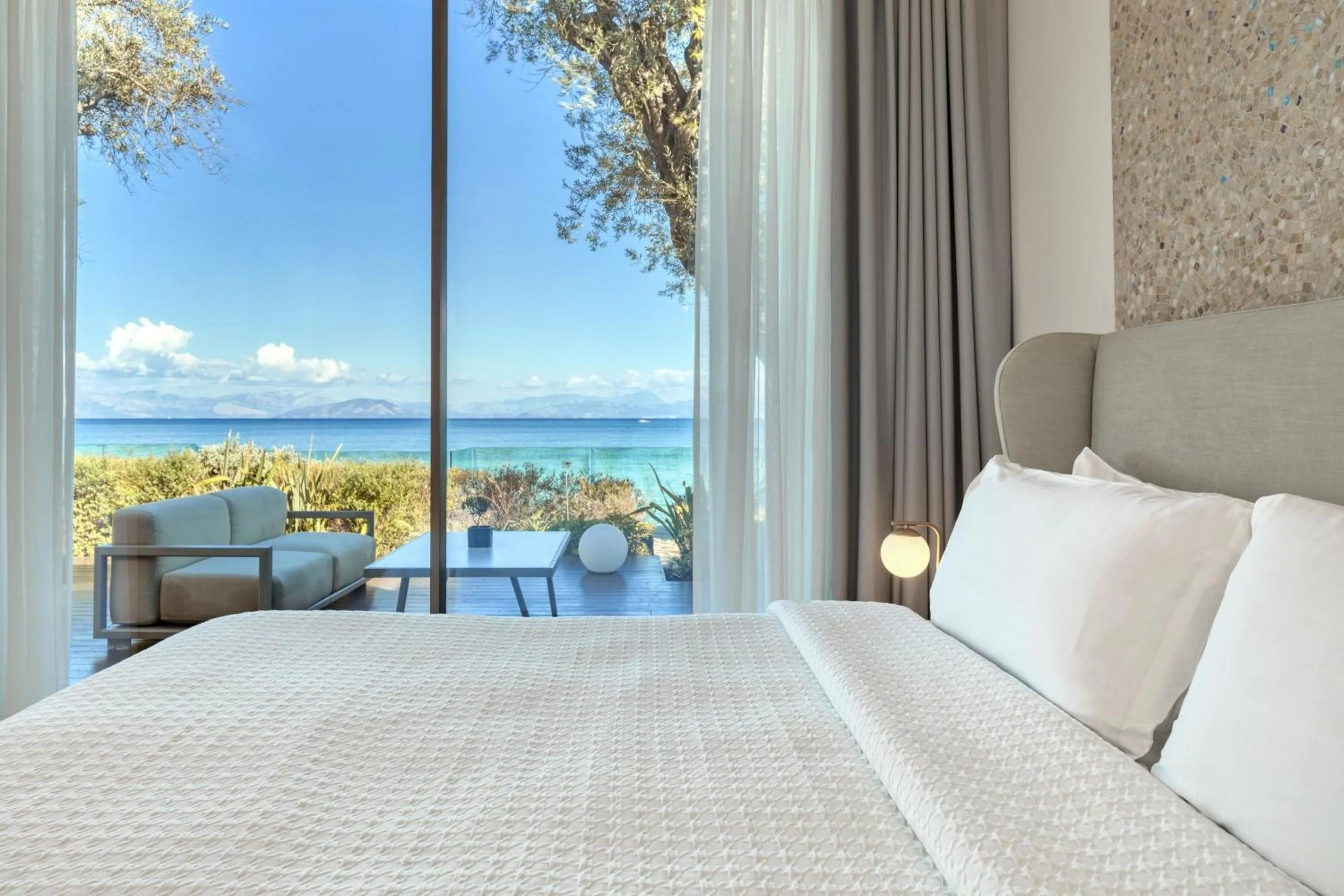 Bedroom, Bed in Domes Miramare, a Luxury Collection Resort, Corfu - Adults Only