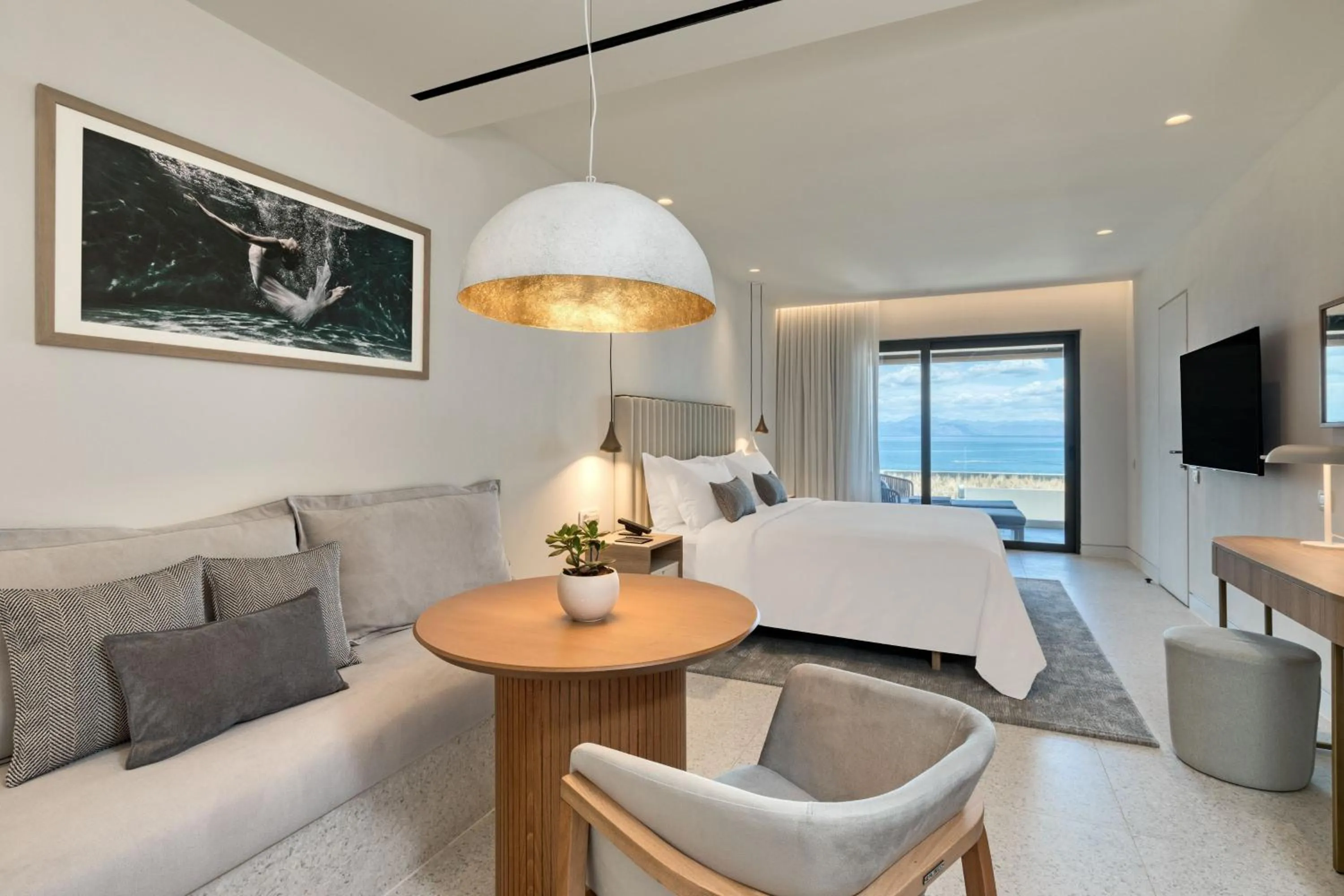 Bedroom, Bed in Domes Miramare, a Luxury Collection Resort, Corfu - Adults Only