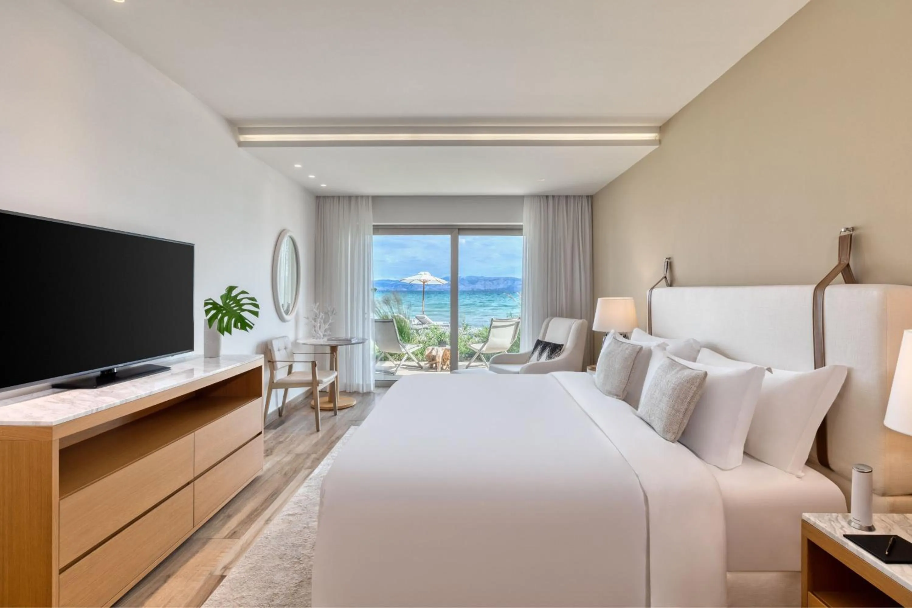 Beach, Bed in Domes Miramare, a Luxury Collection Resort, Corfu - Adults Only