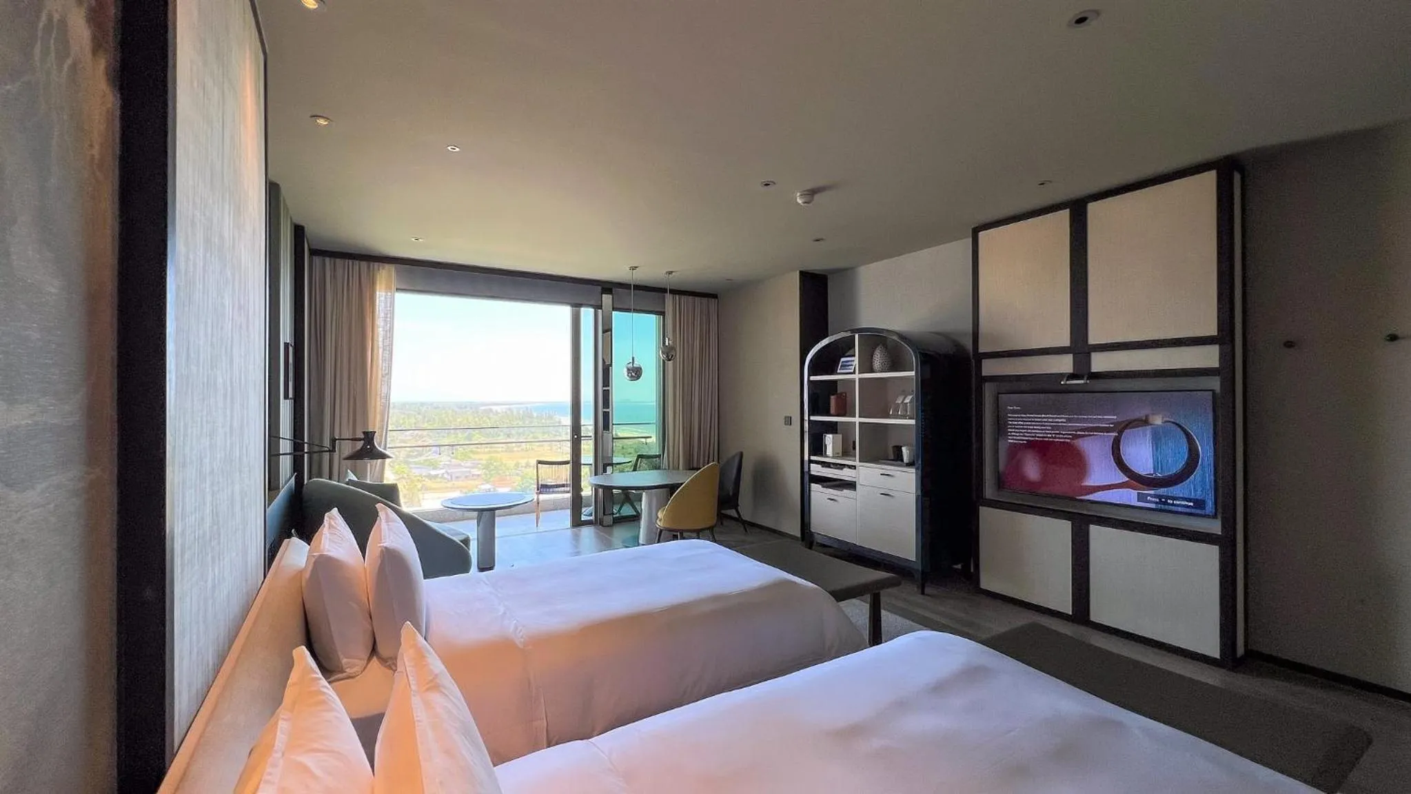 View (from property/room), Bed in New World Hoiana Beach Resort