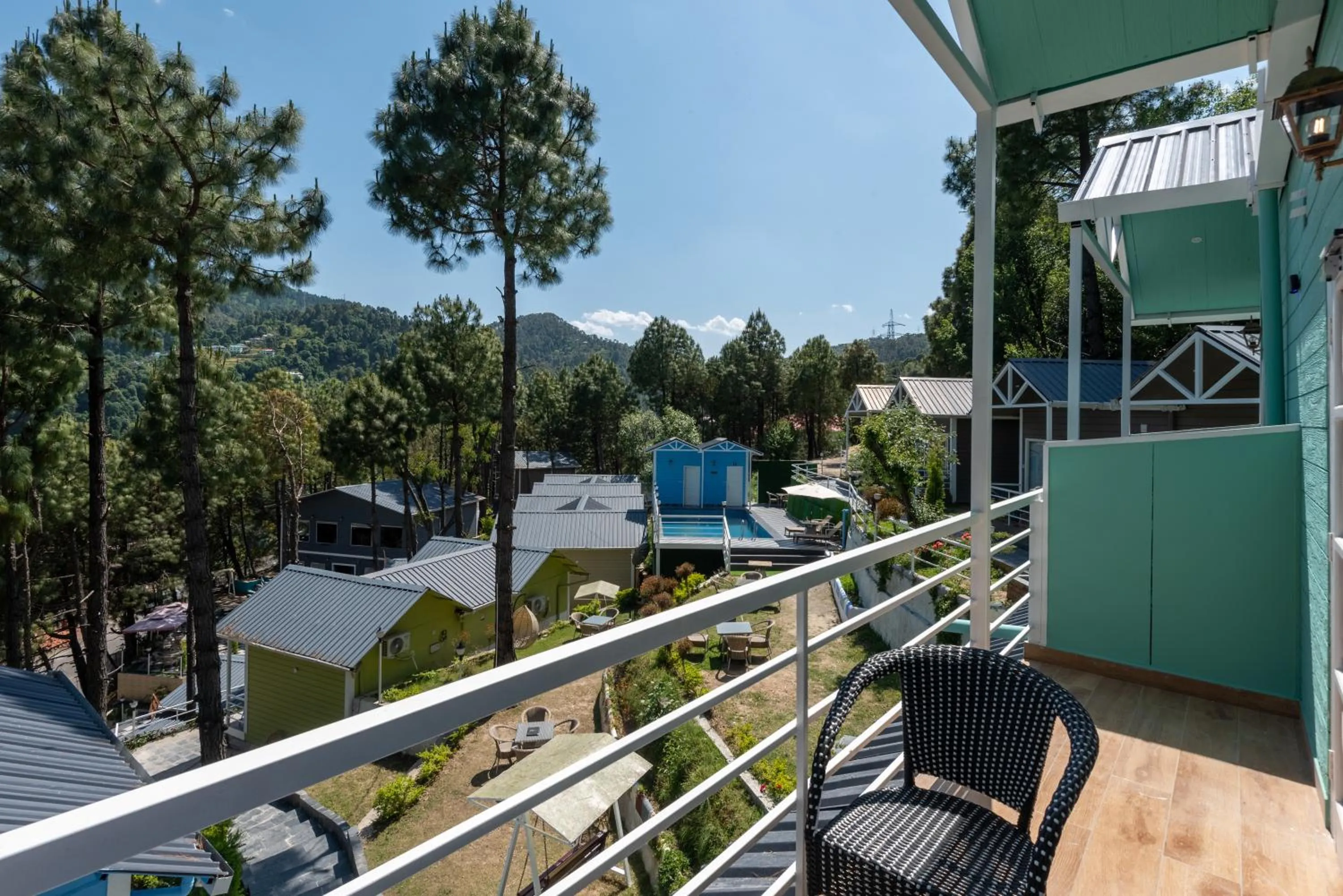 Balcony/Terrace in DLS Nature Trinket Resort - Dalhousie with Swimming Pool