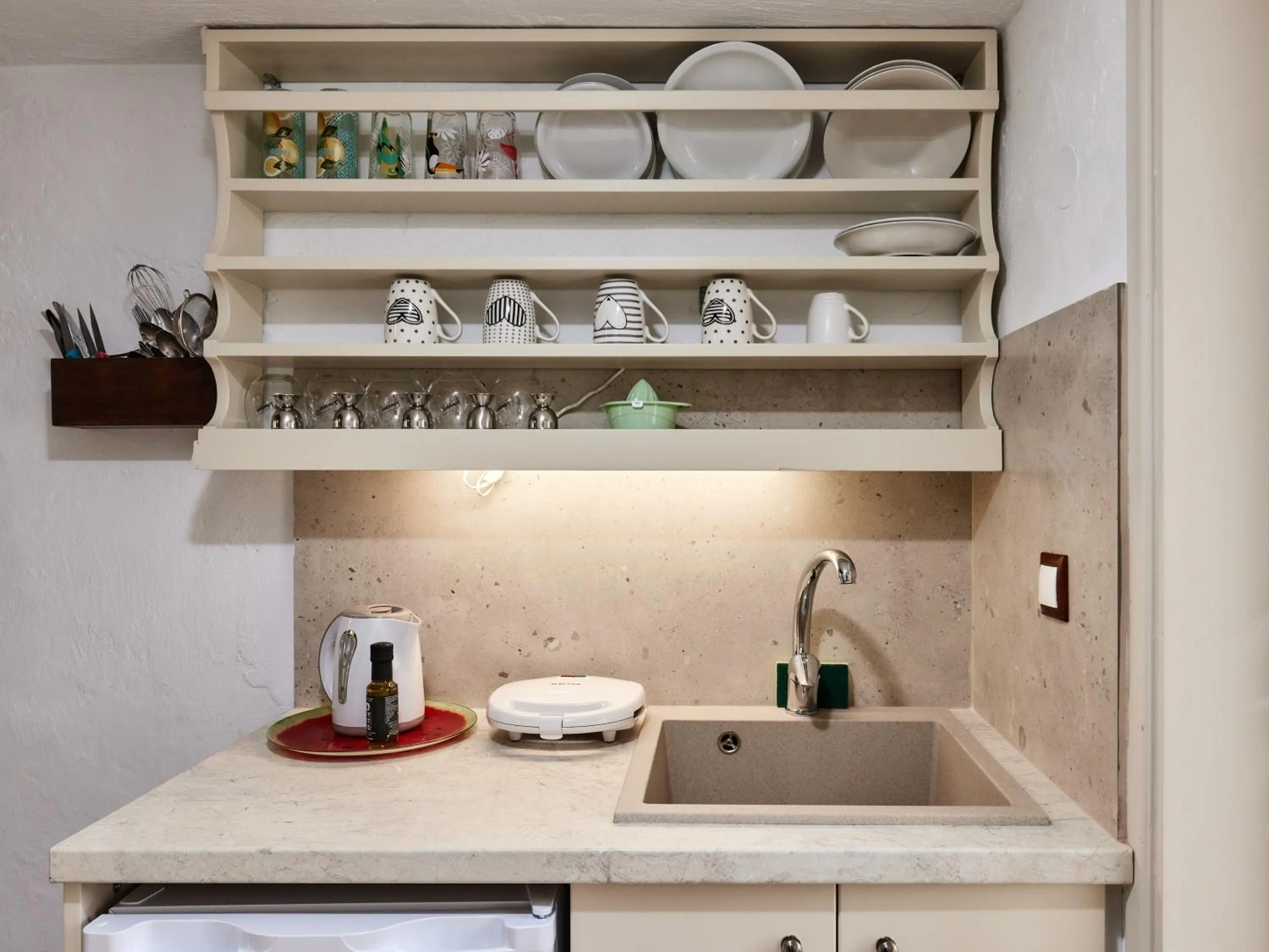 kitchen in Mila Malia Studios Hotel