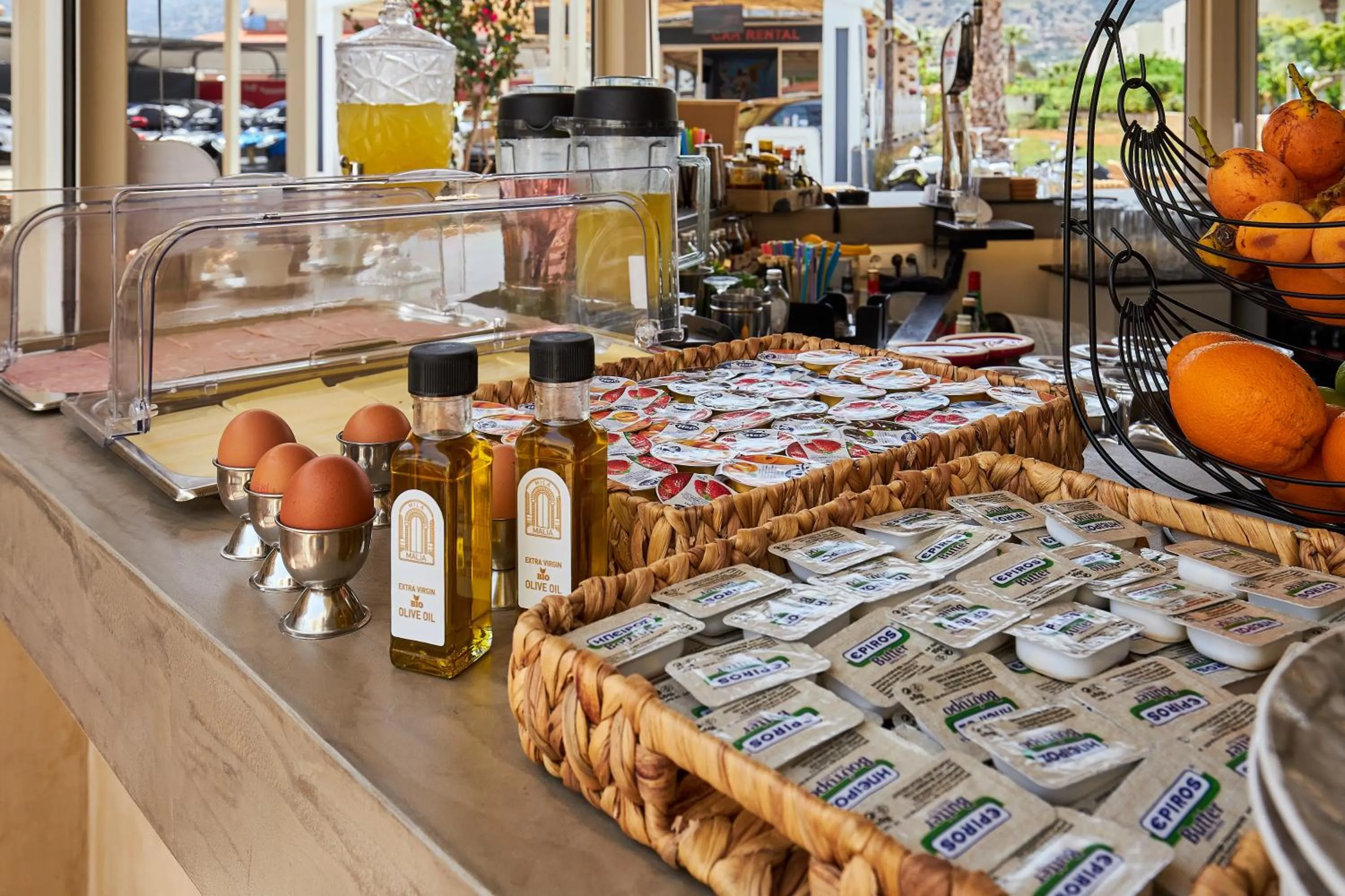 Buffet breakfast in Mila Malia Studios Hotel