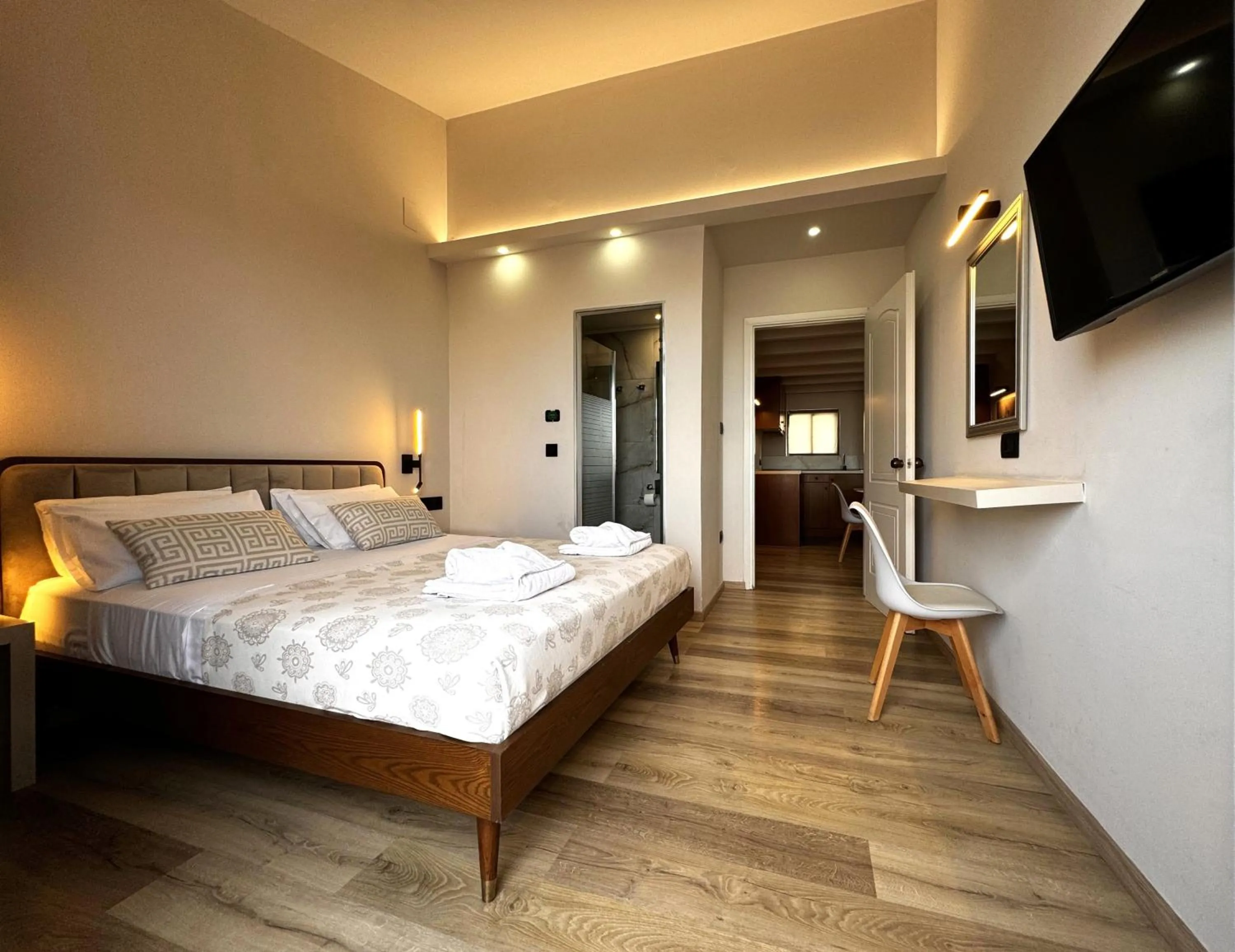 Bed in Elina Hotel Apartments