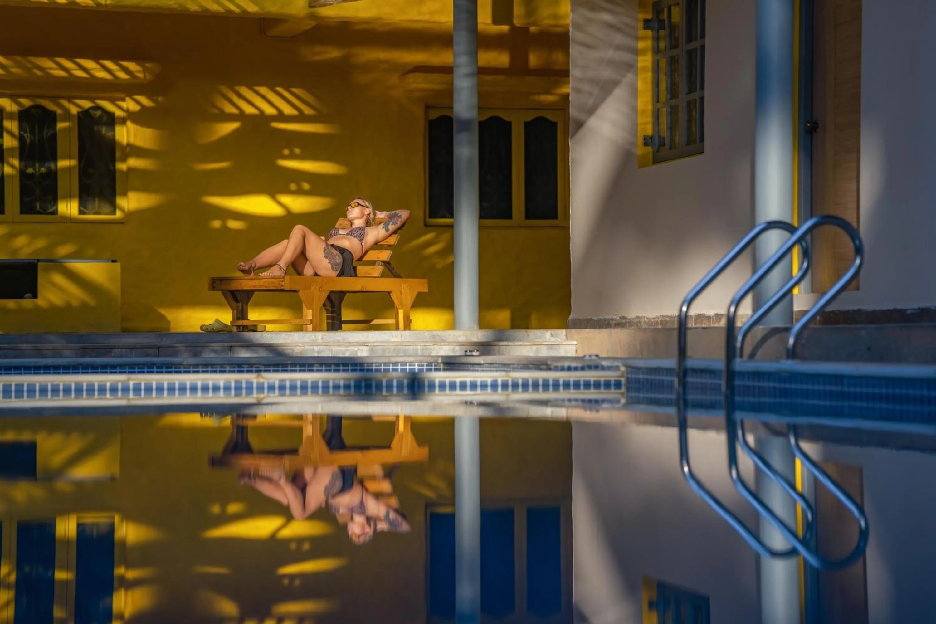 Pool view in Zostel Goa, Morjim