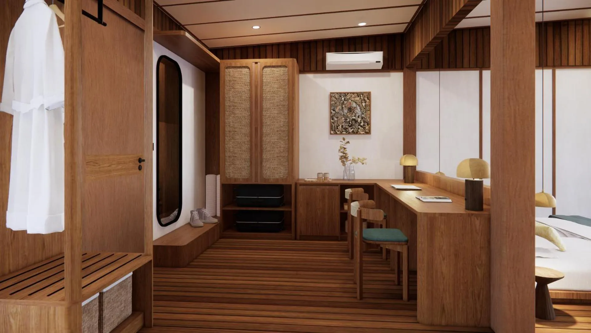 wardrobe, Bed in Grün Uluwatu