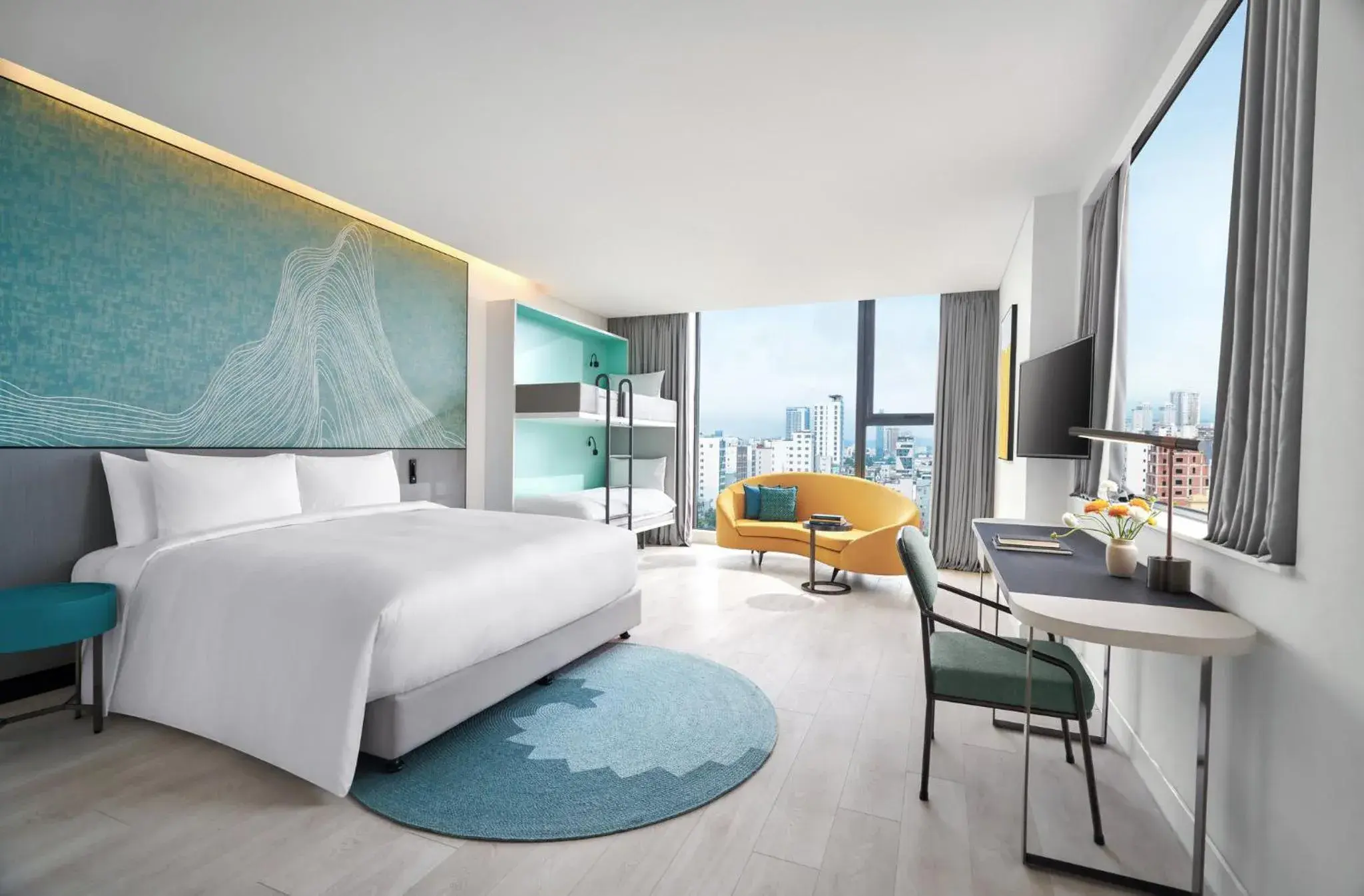 Family City View with One King and One Bunk Bed in voco Ma Belle Danang by IHG Family City View with One King and One Bunk Bed in voco Ma Belle Danang by IHG