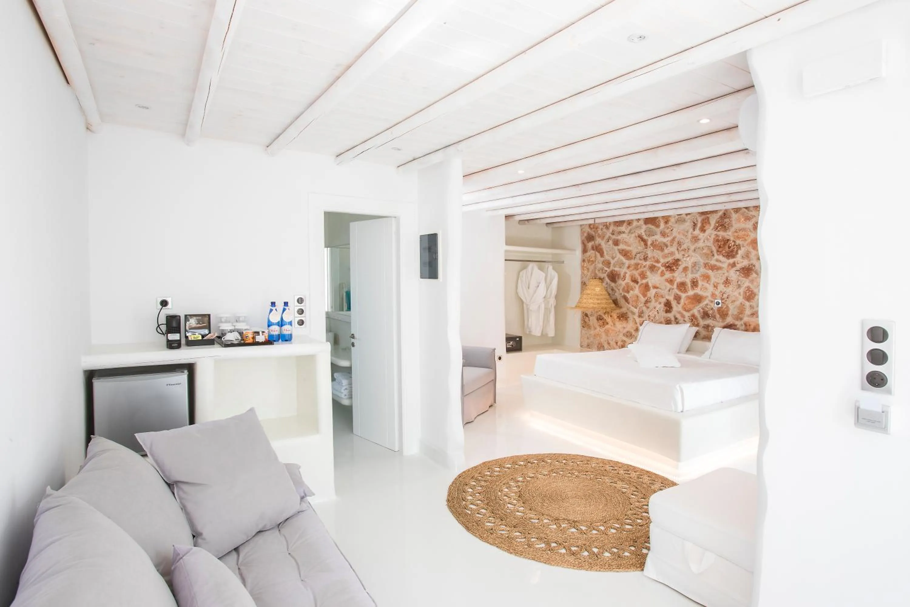 Seating area, Bed in Paros Palace - Adults Only