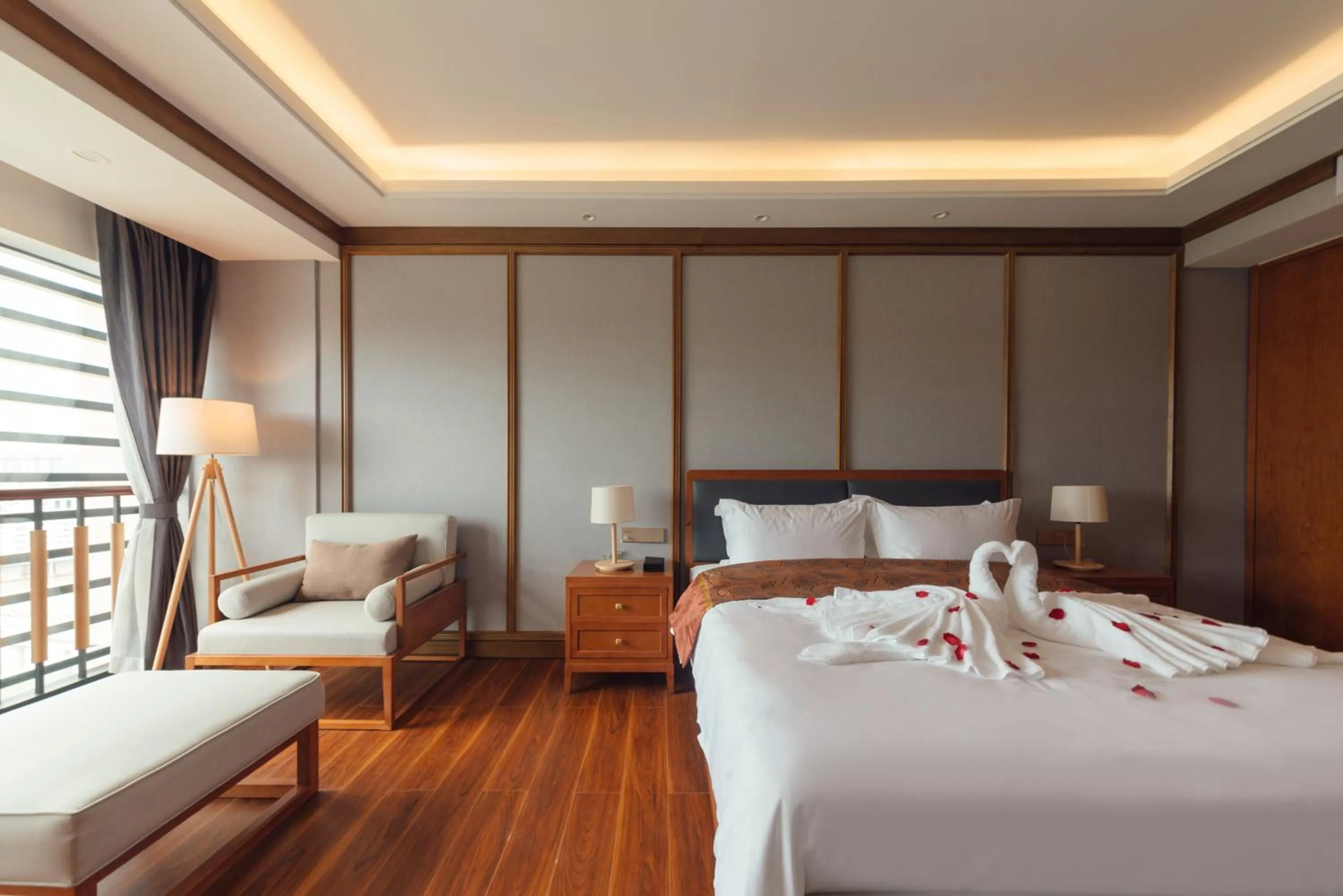 Bed in White Swan Guest House MeiZhou