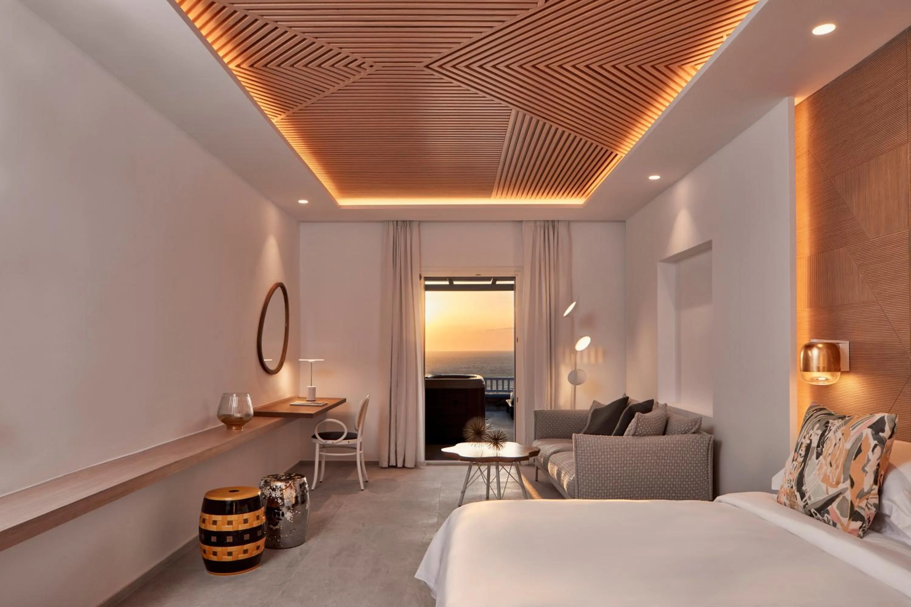 Bedroom in Myconian Korali Relais & Chateaux