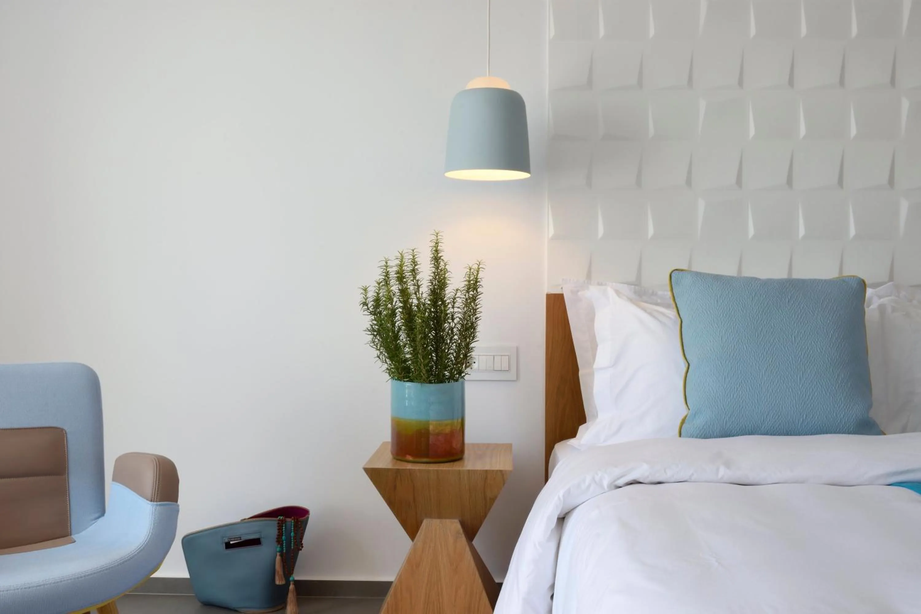 Bed in Myconian Korali Relais & Chateaux