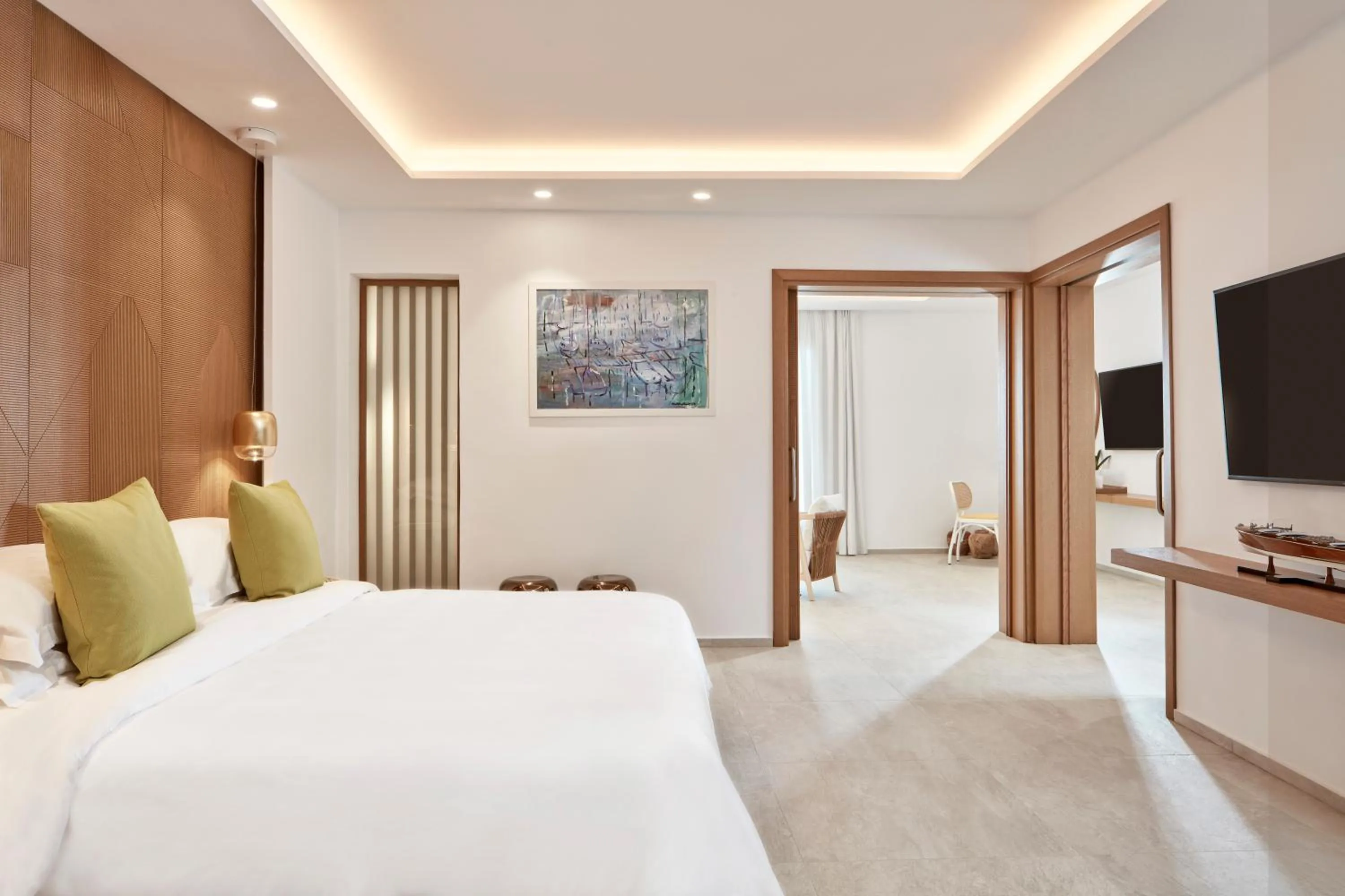 Bedroom in Myconian Korali Relais & Chateaux