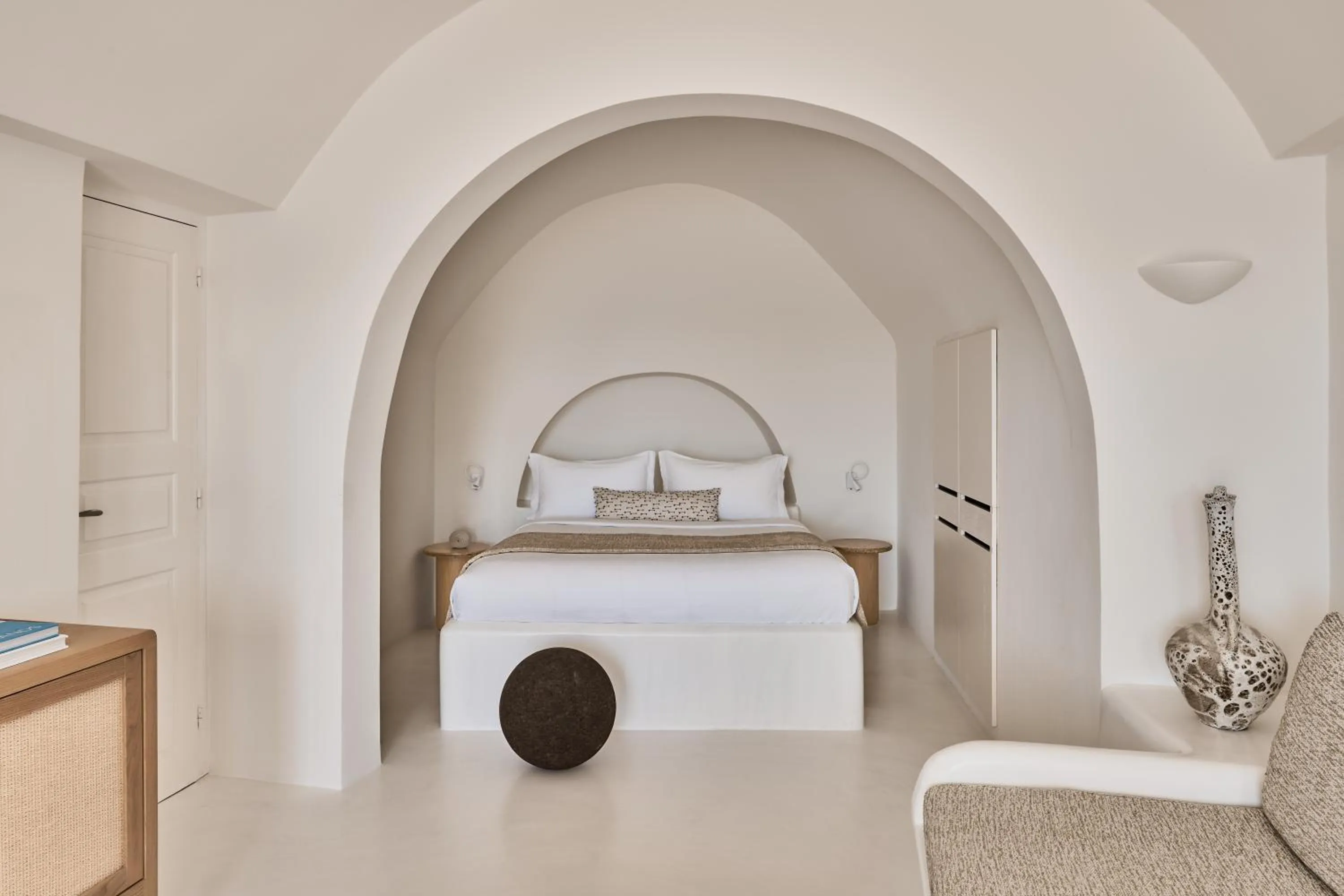 Bed in Mystique, a Luxury Collection Hotel, Santorini