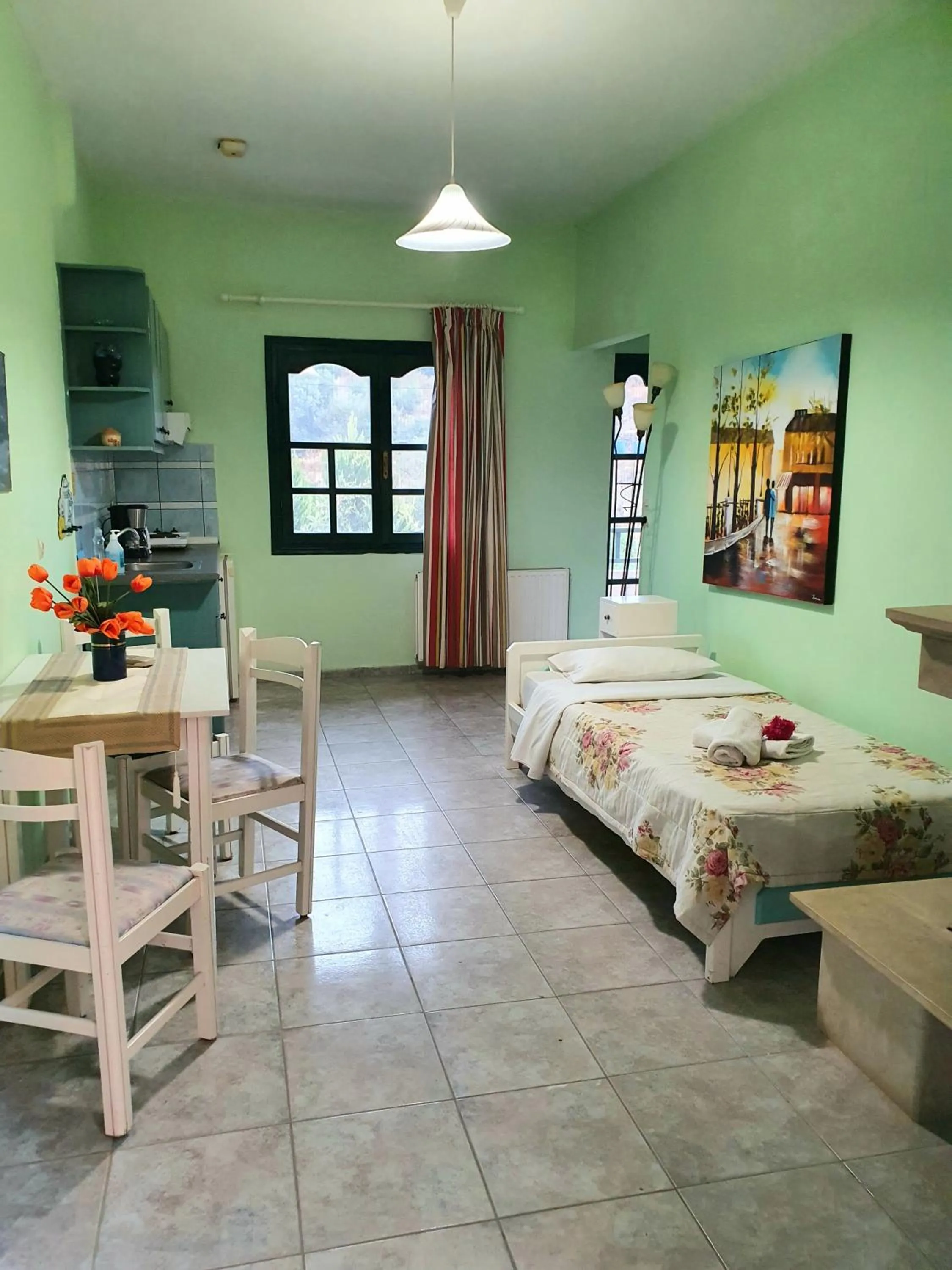 Living room, Bed in Dioskouroi Apts