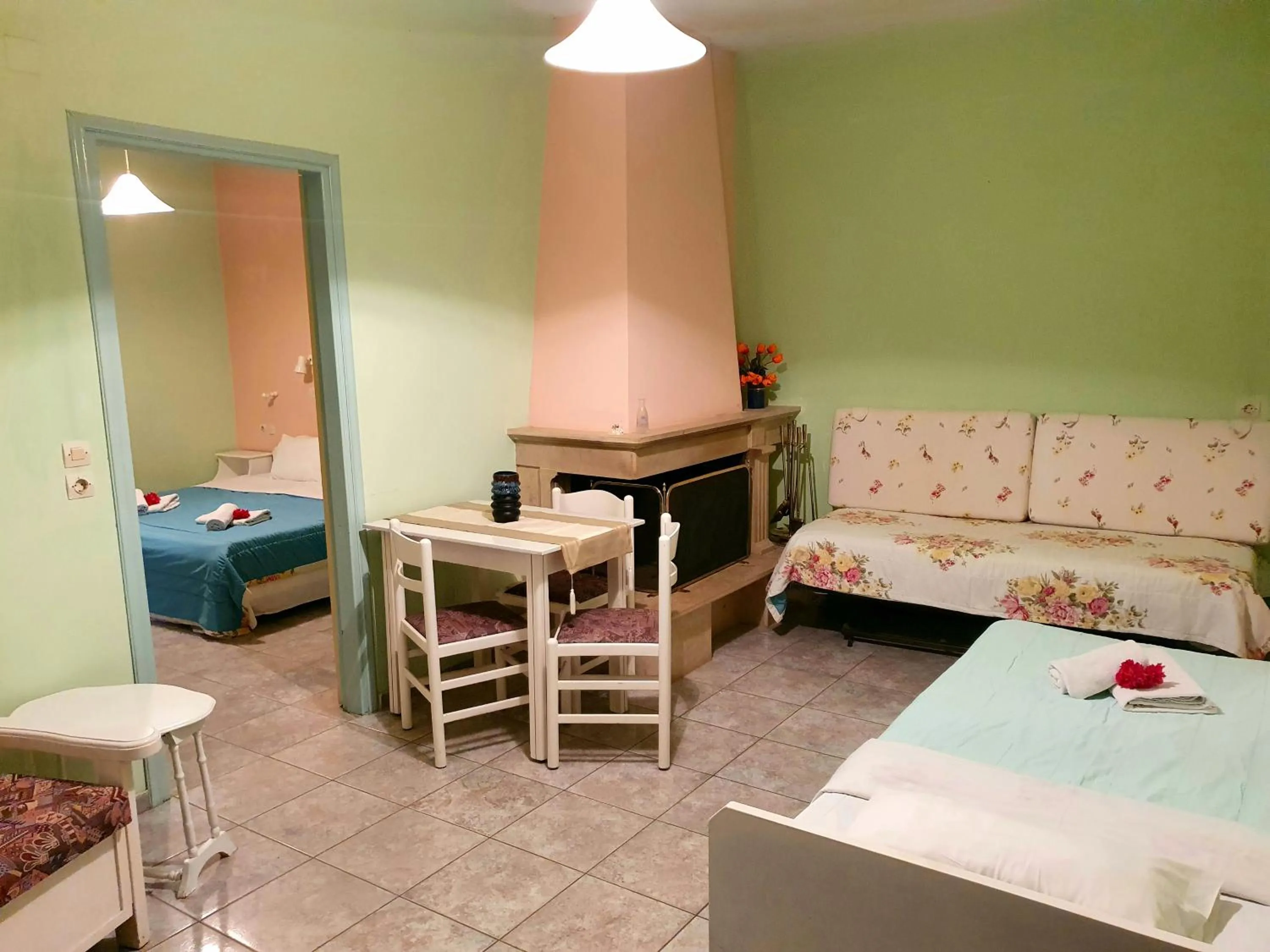 Living room, Bed in Dioskouroi Apts