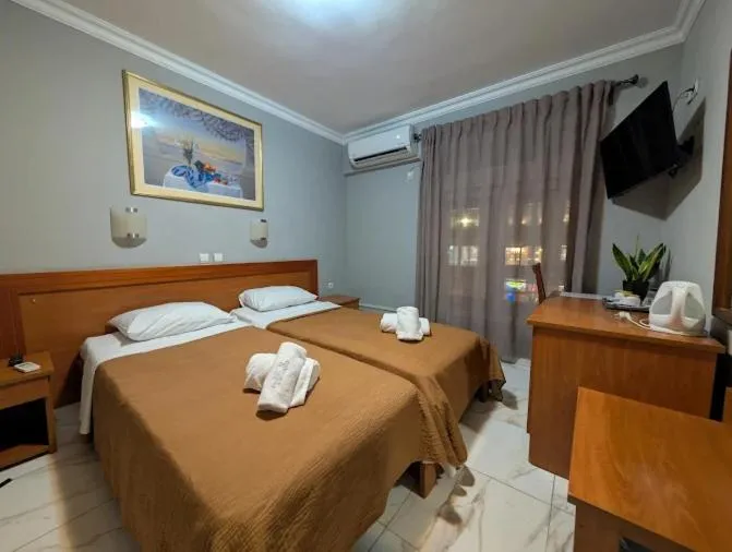 Bedroom, Bed in Piraeus Acropole Hotel