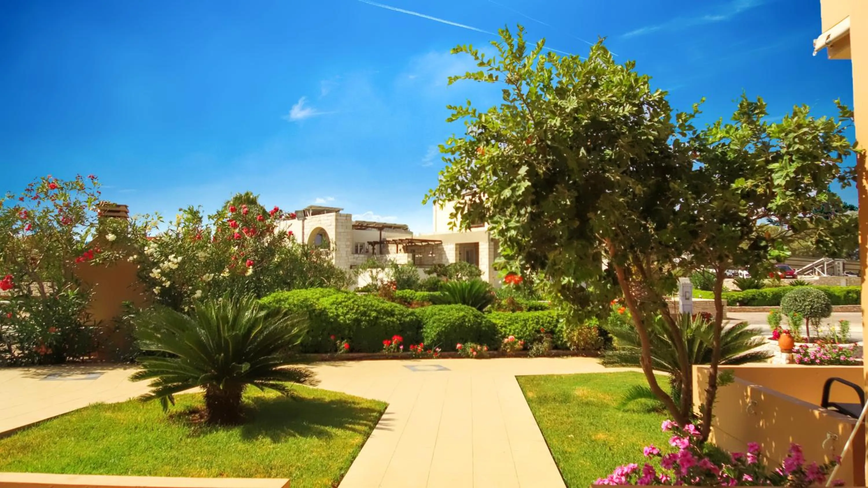 Garden view in Nanakis Beach Apartments
