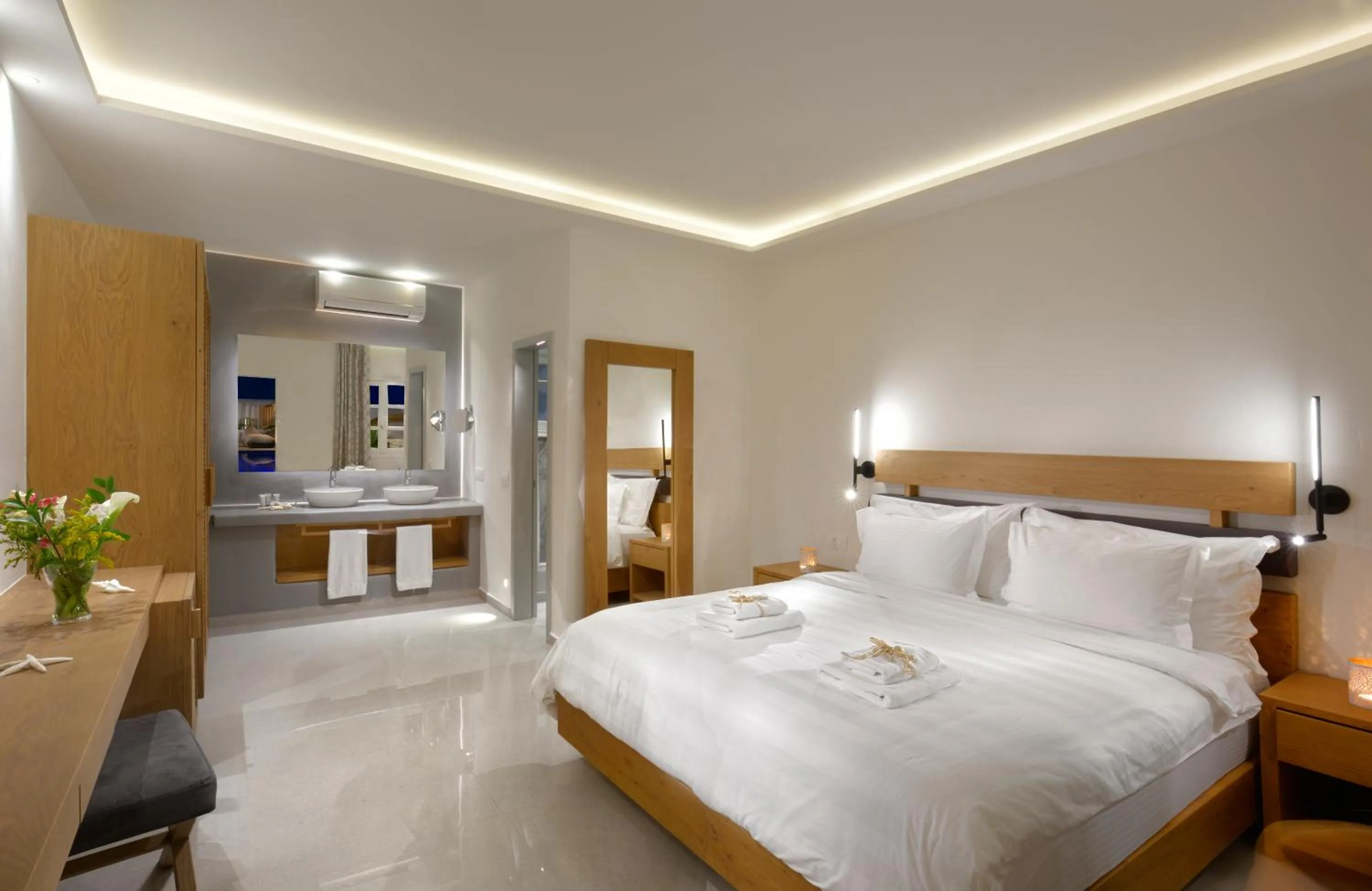 Bed in Petinos Hotel