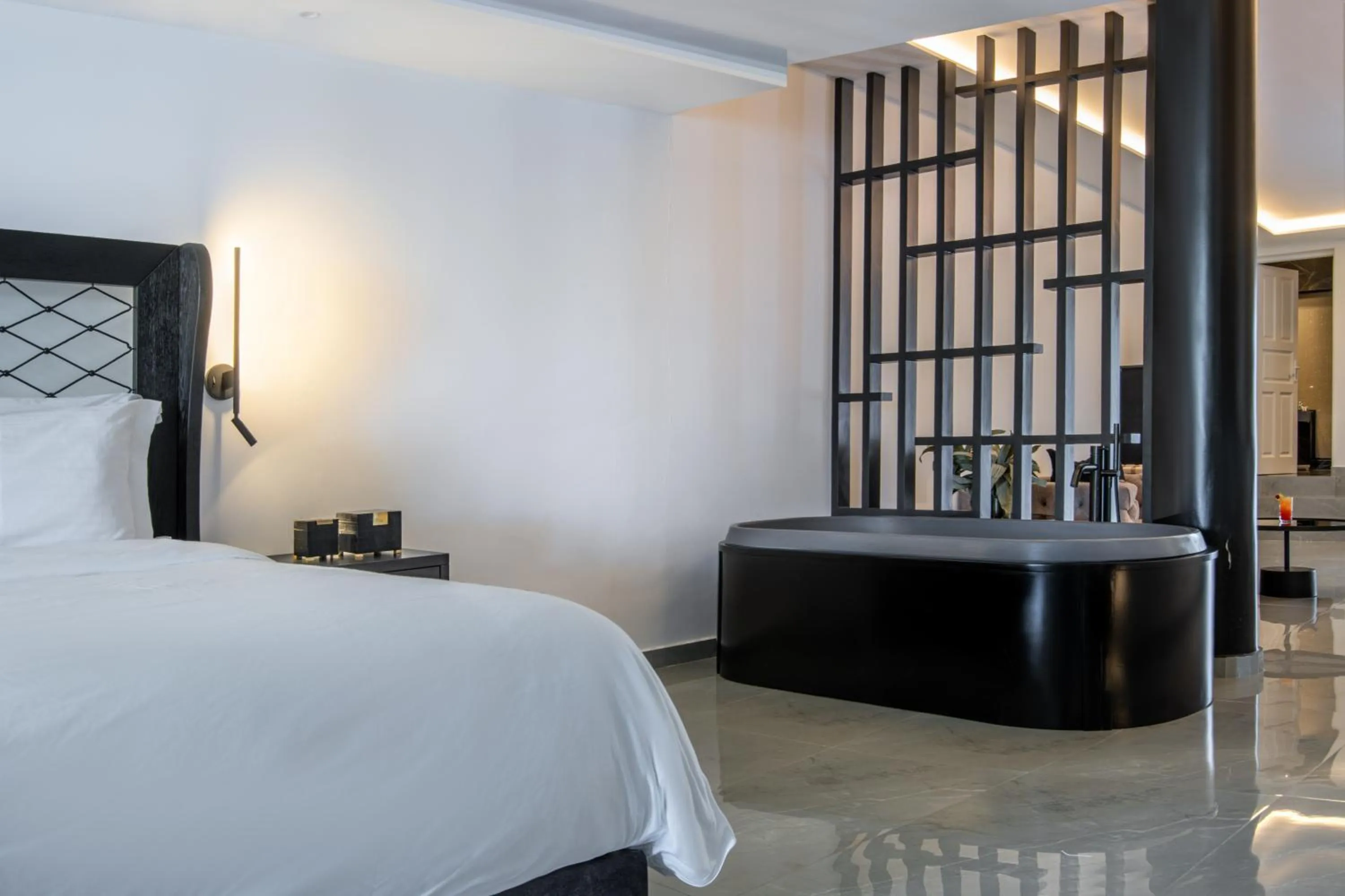 Bed in Petinos Beach Hotel