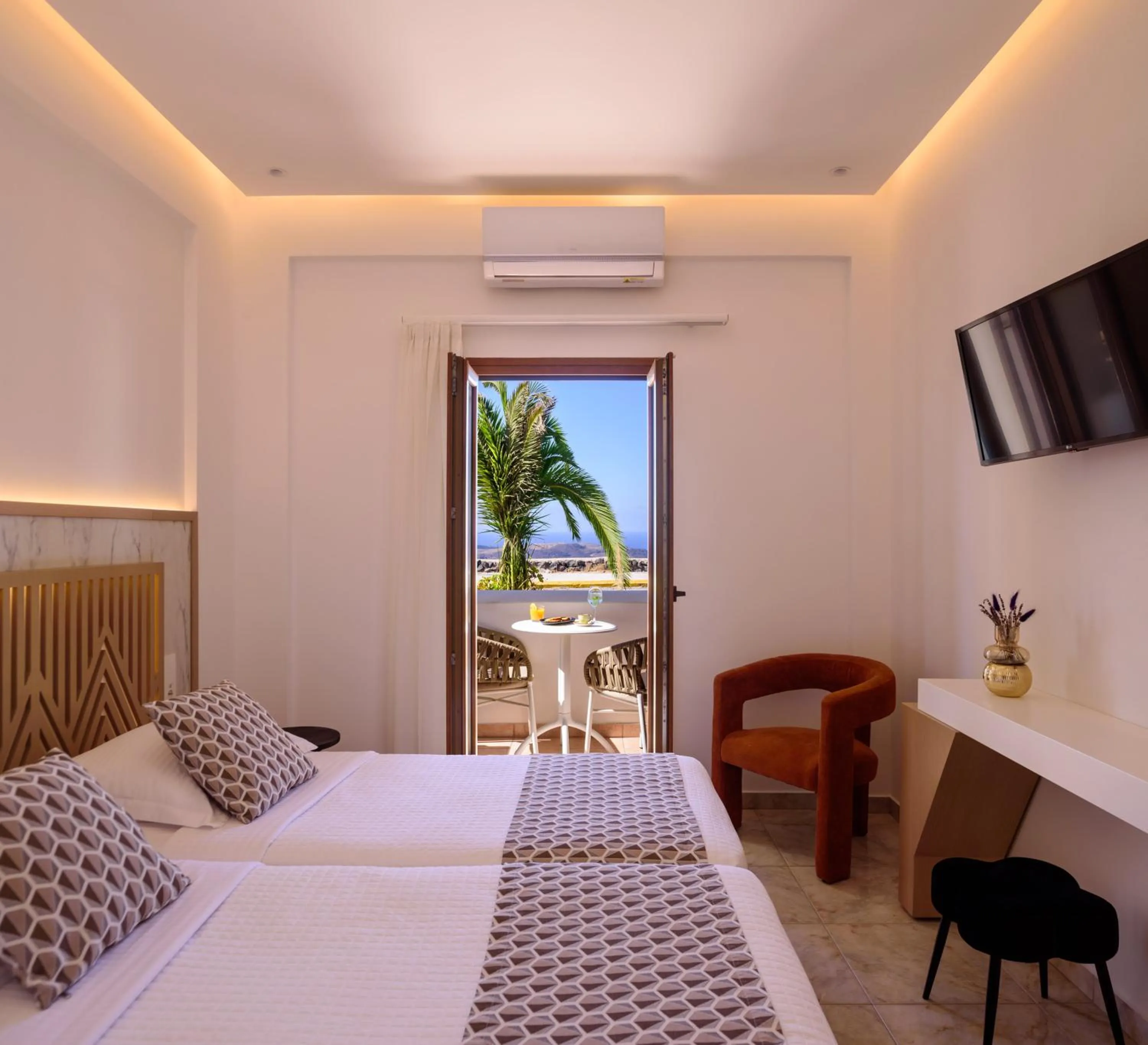 Bed in Astir Thira Hotel