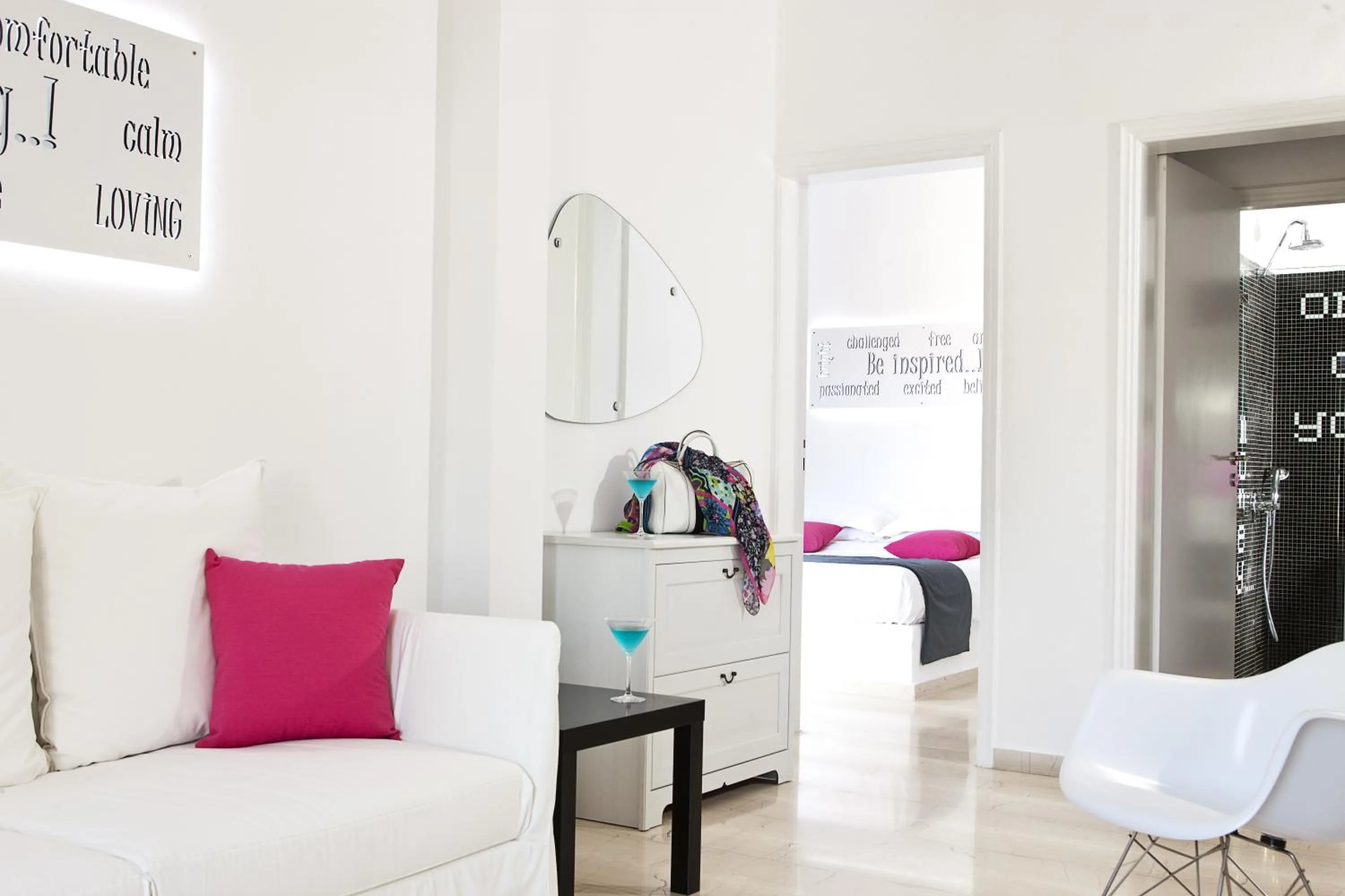 Seating area in Acqua Vatos Santorini Hotel