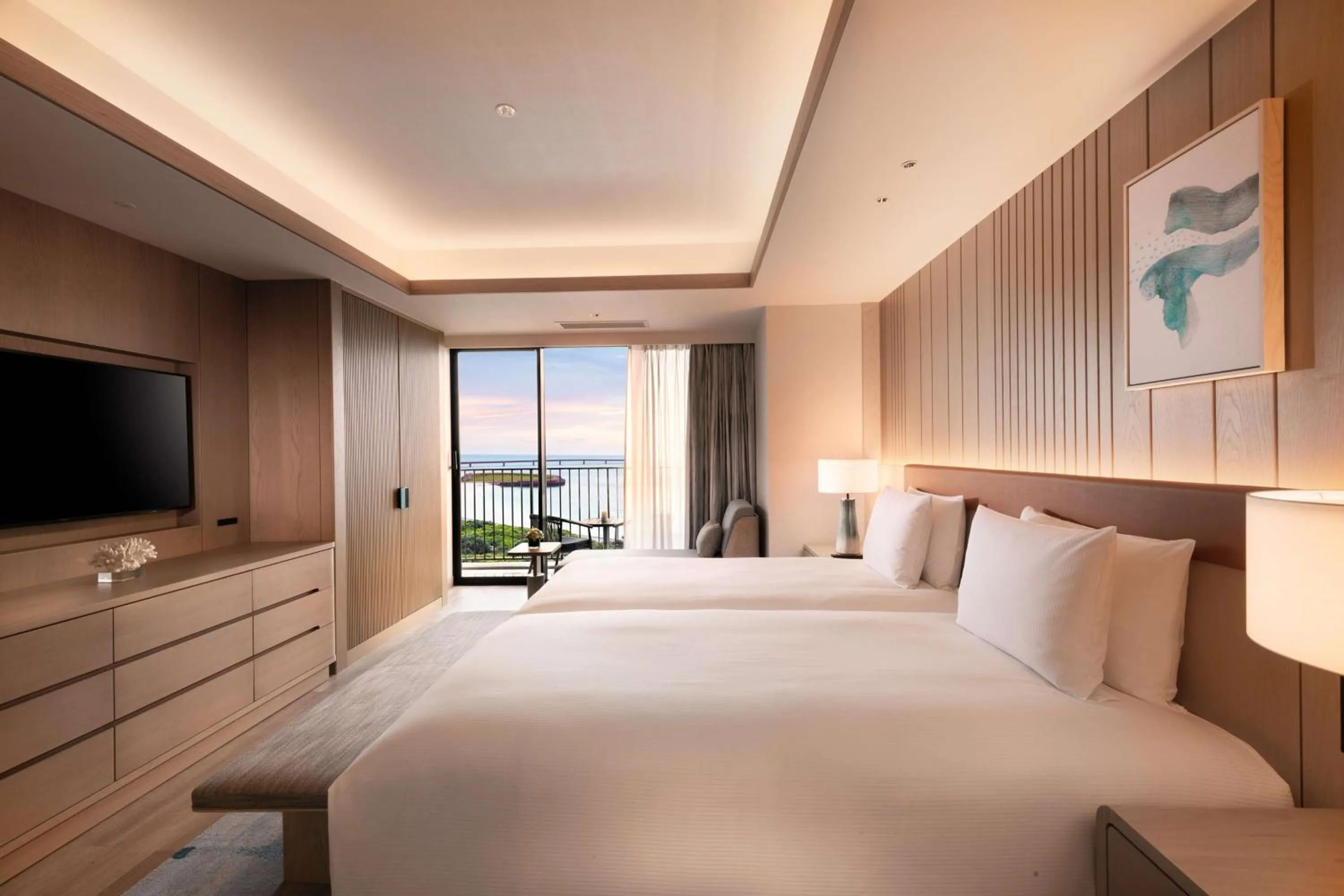 Bed in Hilton Okinawa Miyako Island Resort