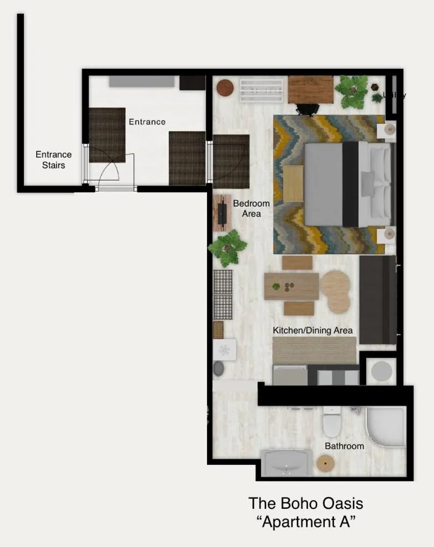Floor plan in The Boho Oasis