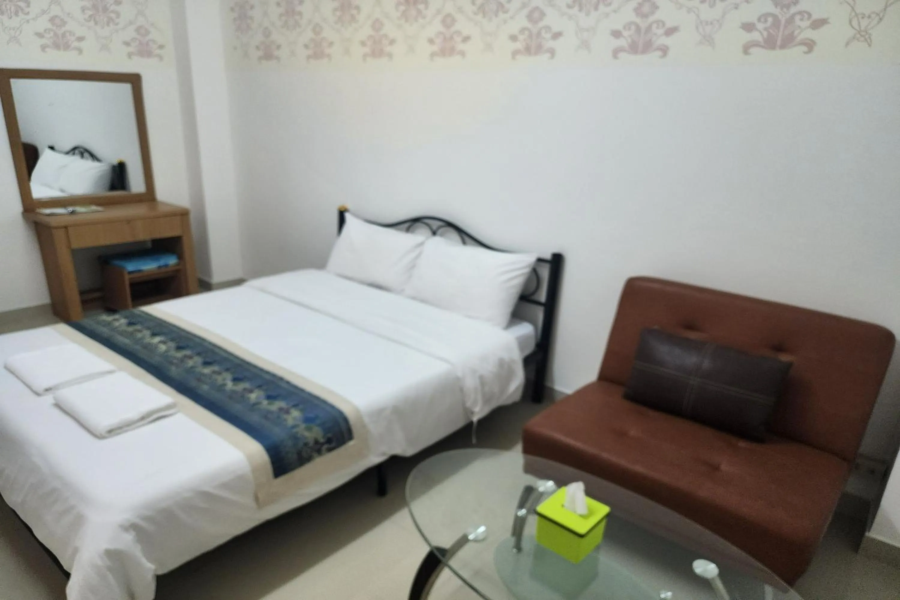 Bedroom, Bed in Green Apartment Kaset