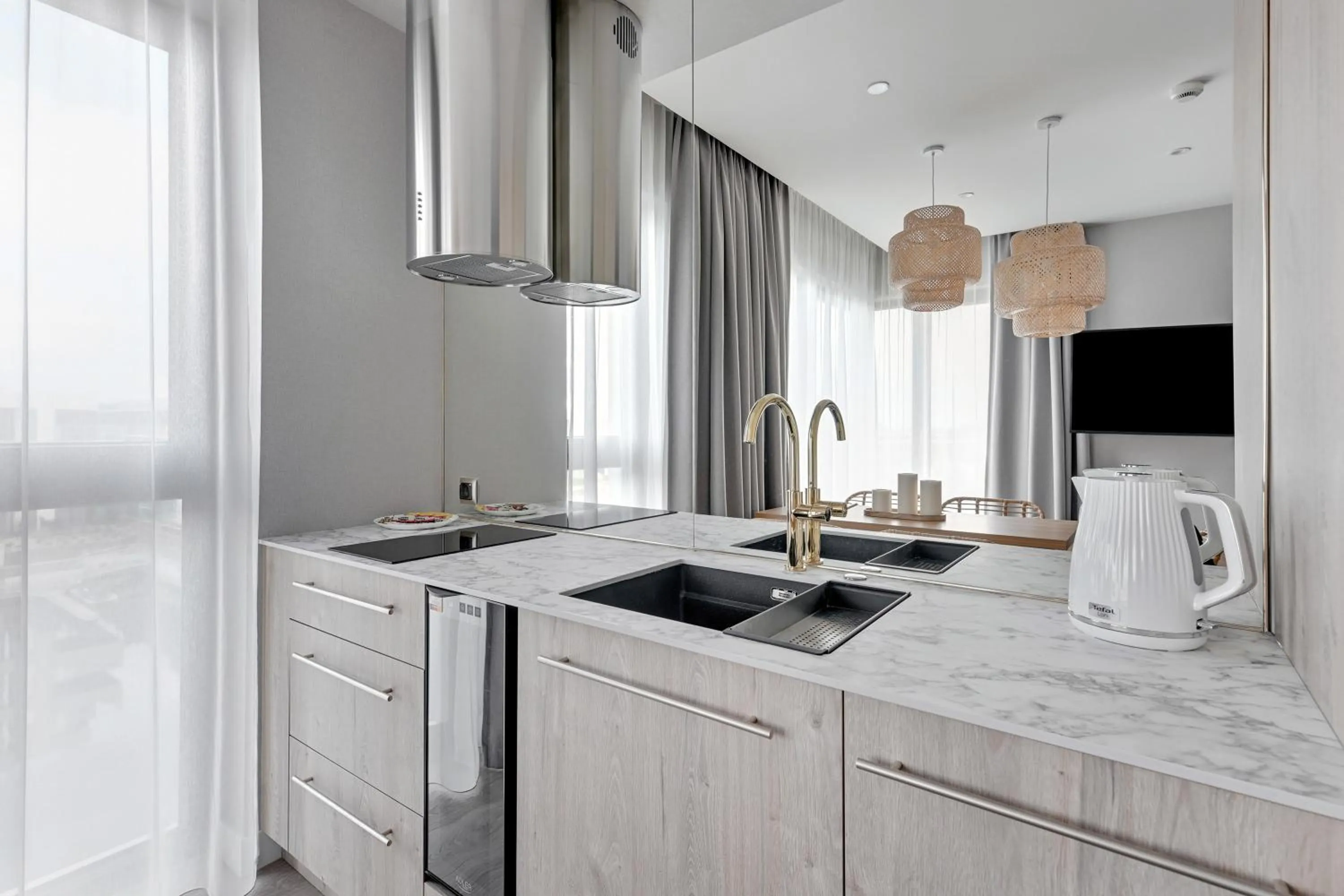 Kitchen or kitchenette in GRANO HOTEL Solmarina