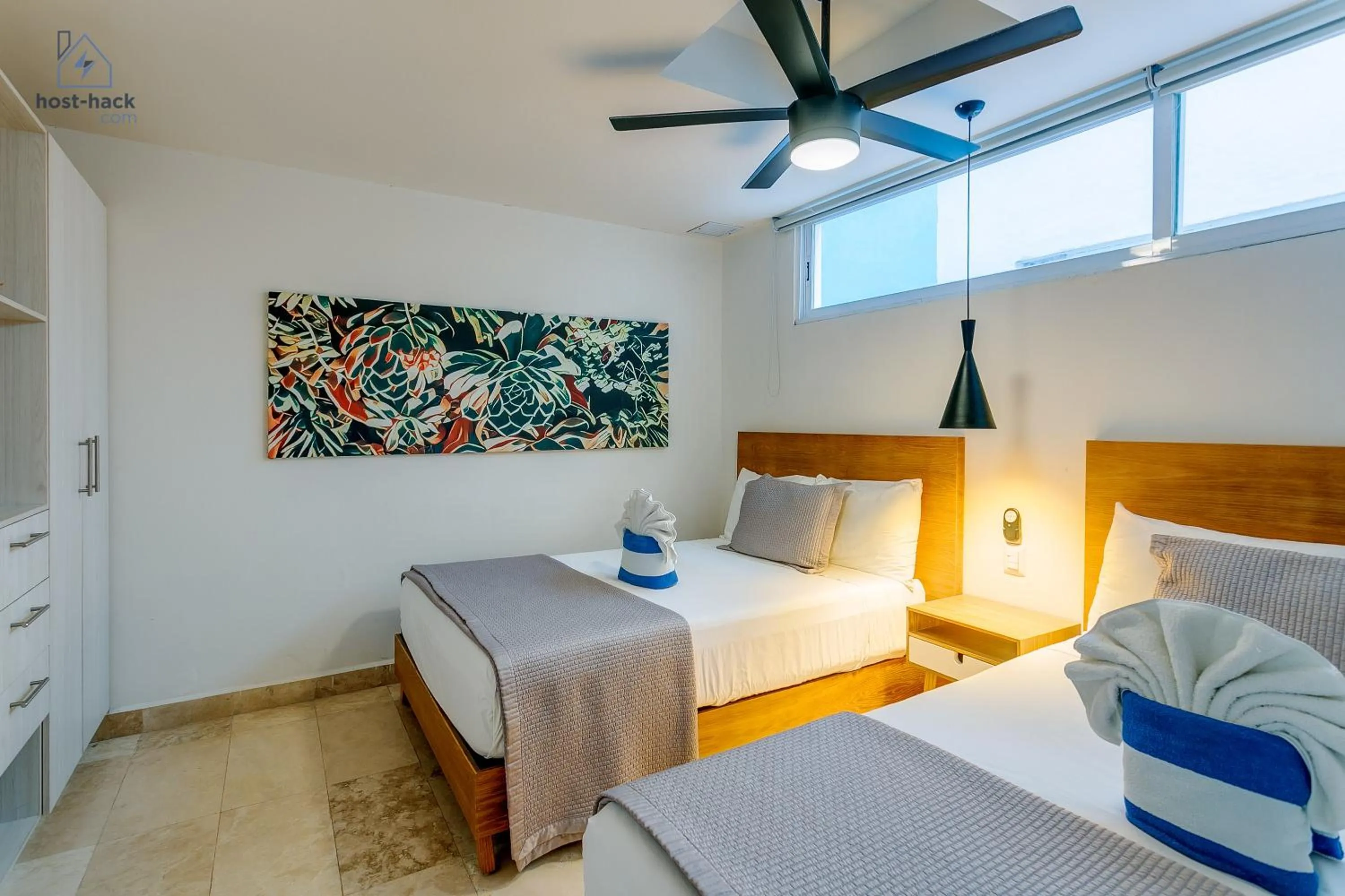 Bed in Aptartment with Patio, Rooftop & Pool Close to the Beach - Danzamar 2