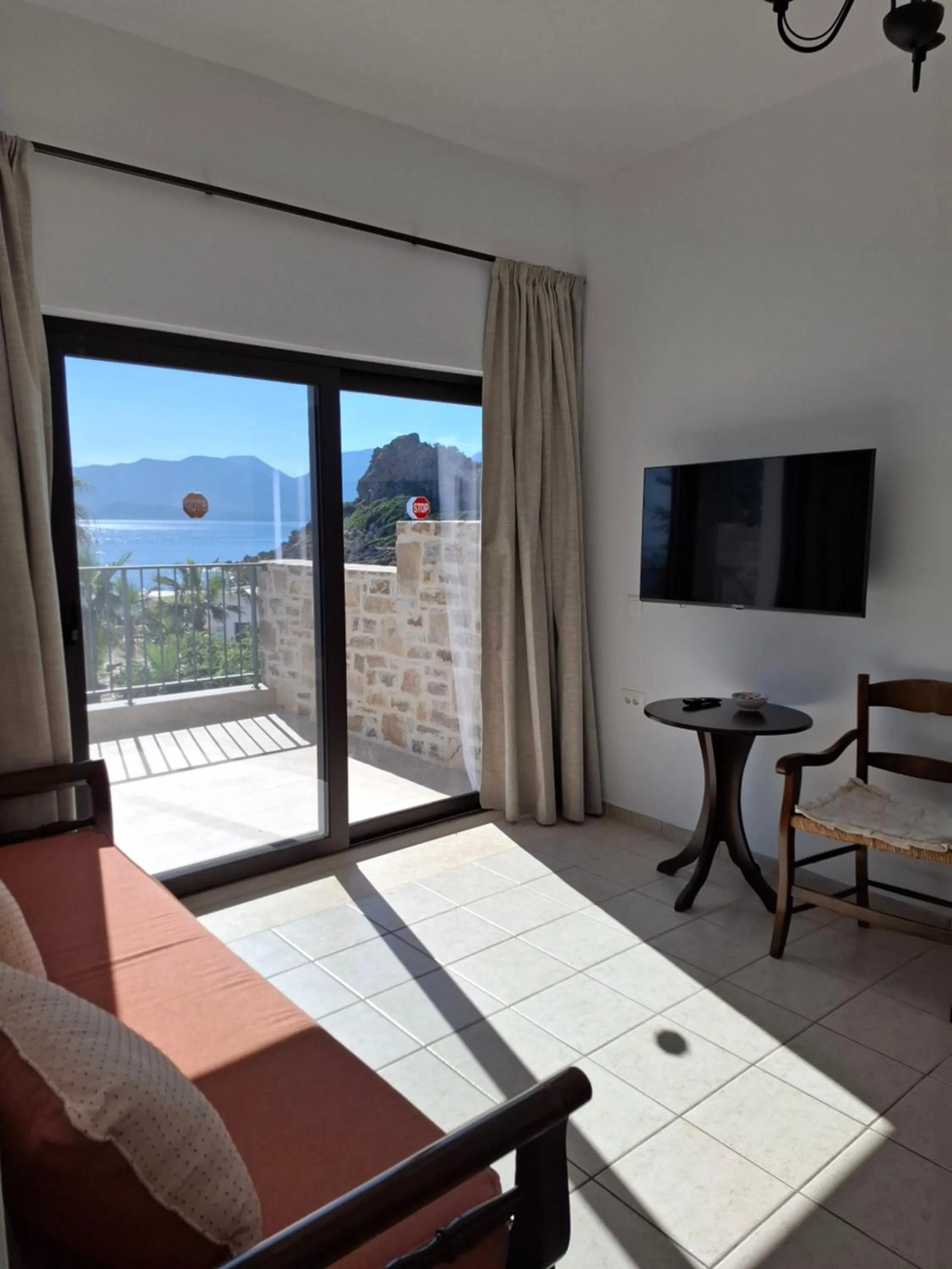 Seating area in Vangelis Villas