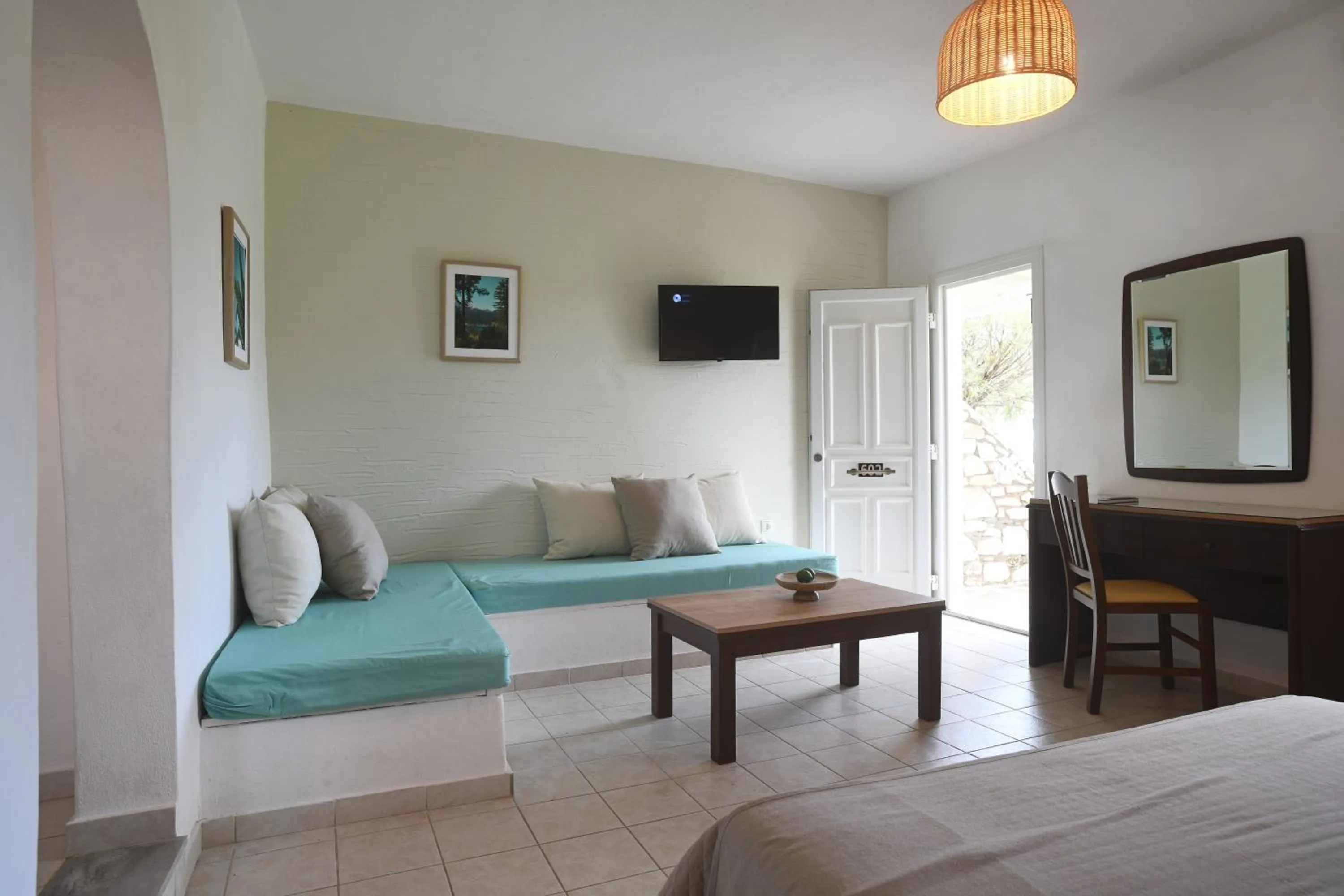 Seating area, Bed in Asteras Paradise