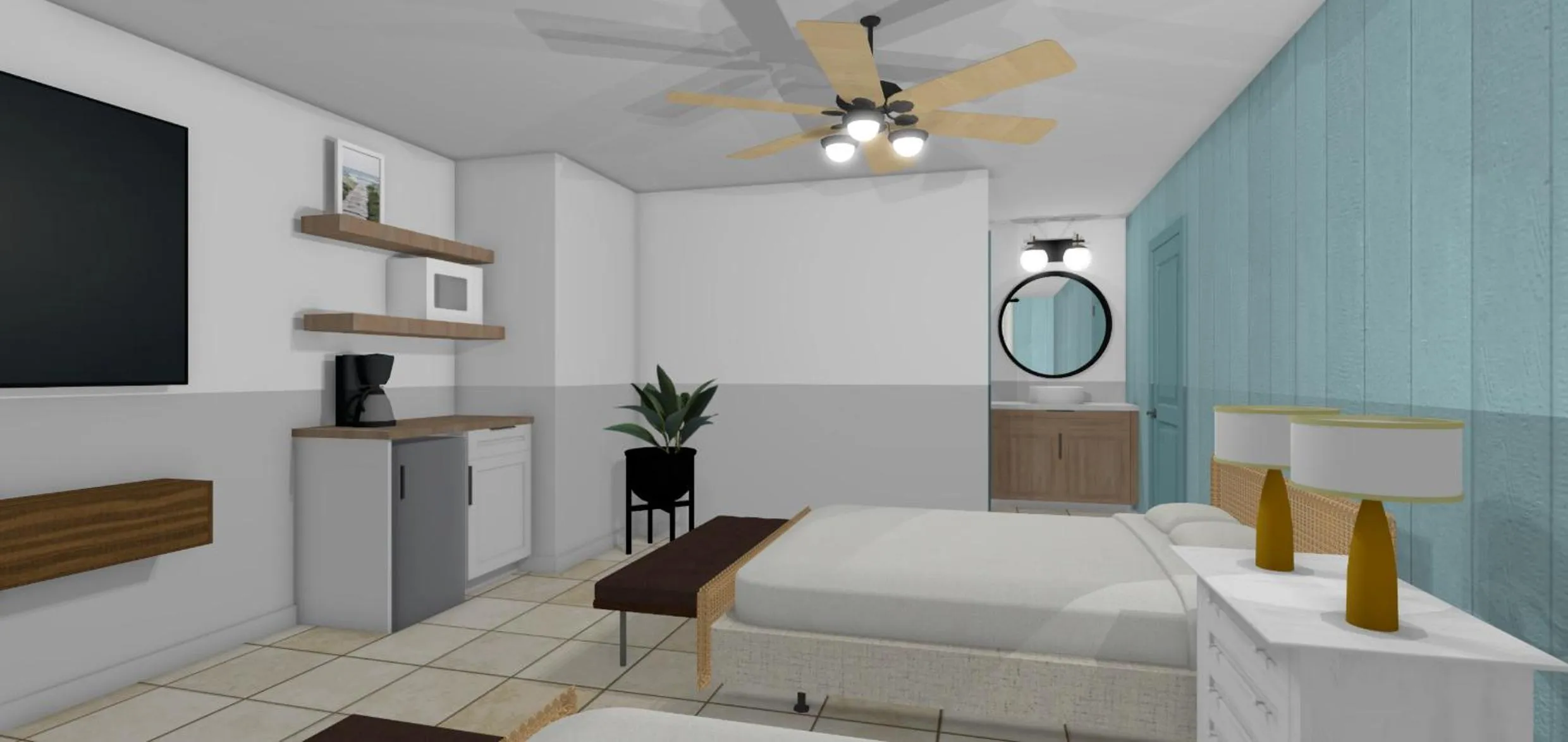 Bed in Oasis Palms Resort