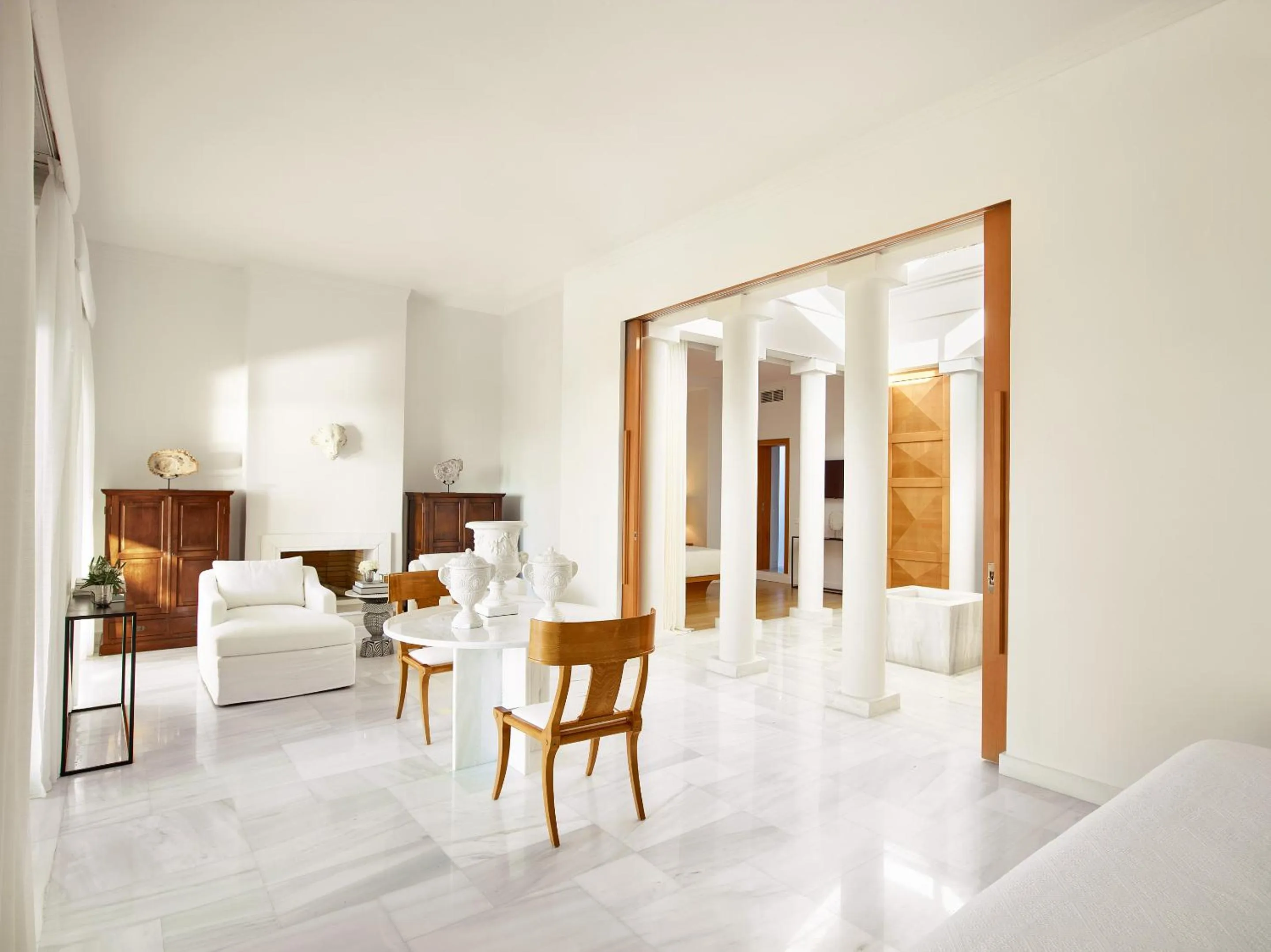 Living room, Bed in Mandola Rosa at Riviera Olympia, A Grecotel Resort to Live