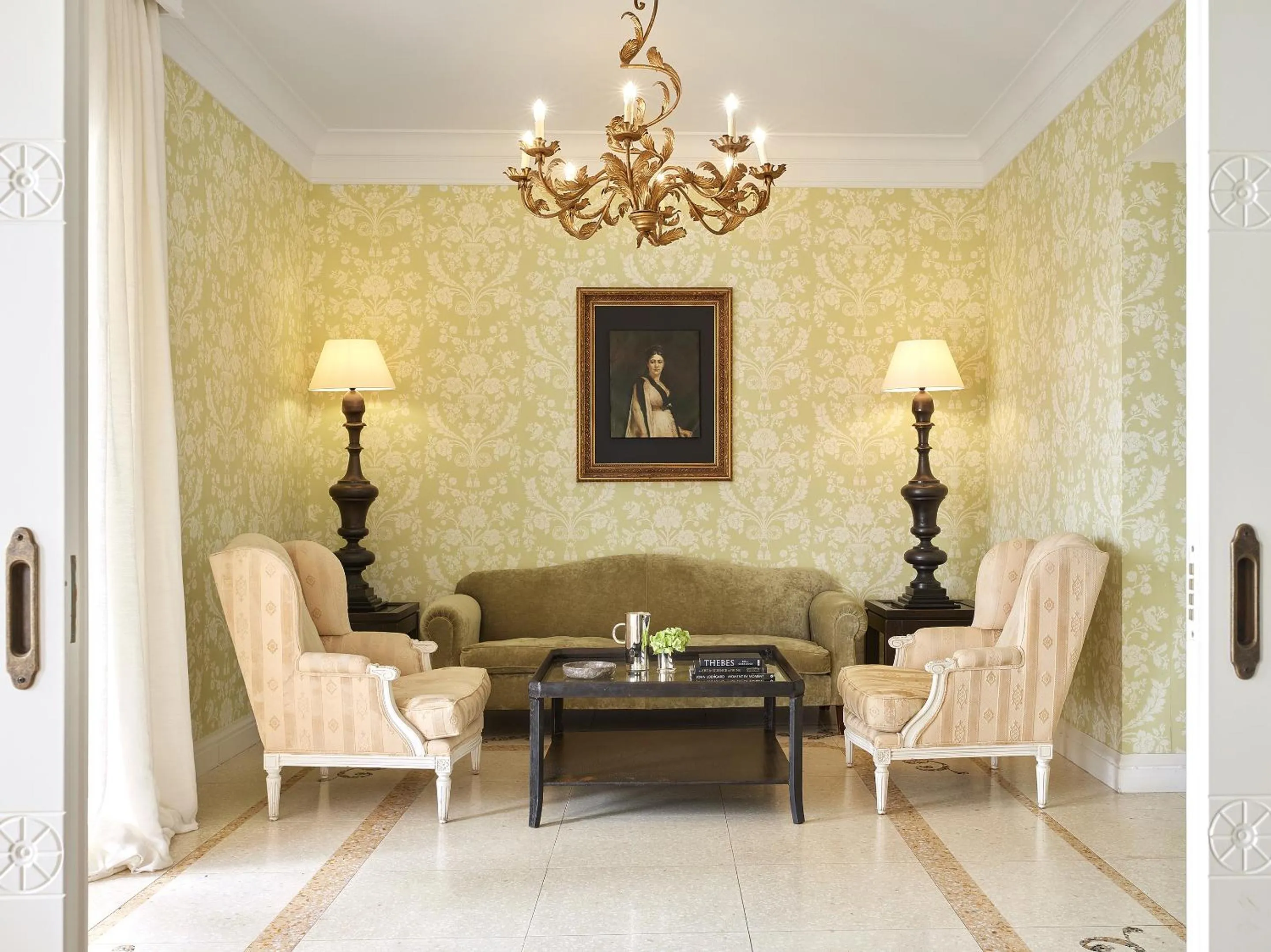 Living room in Mandola Rosa at Riviera Olympia, A Grecotel Resort to Live