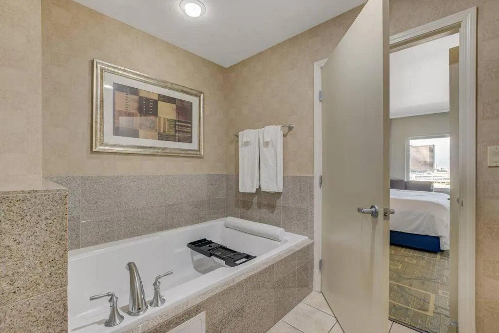 Bathroom in Ultimate Las Vegas Getaway One Bedroom Suite with Balcony, Kitchen, Gym, Pool & Free Parking