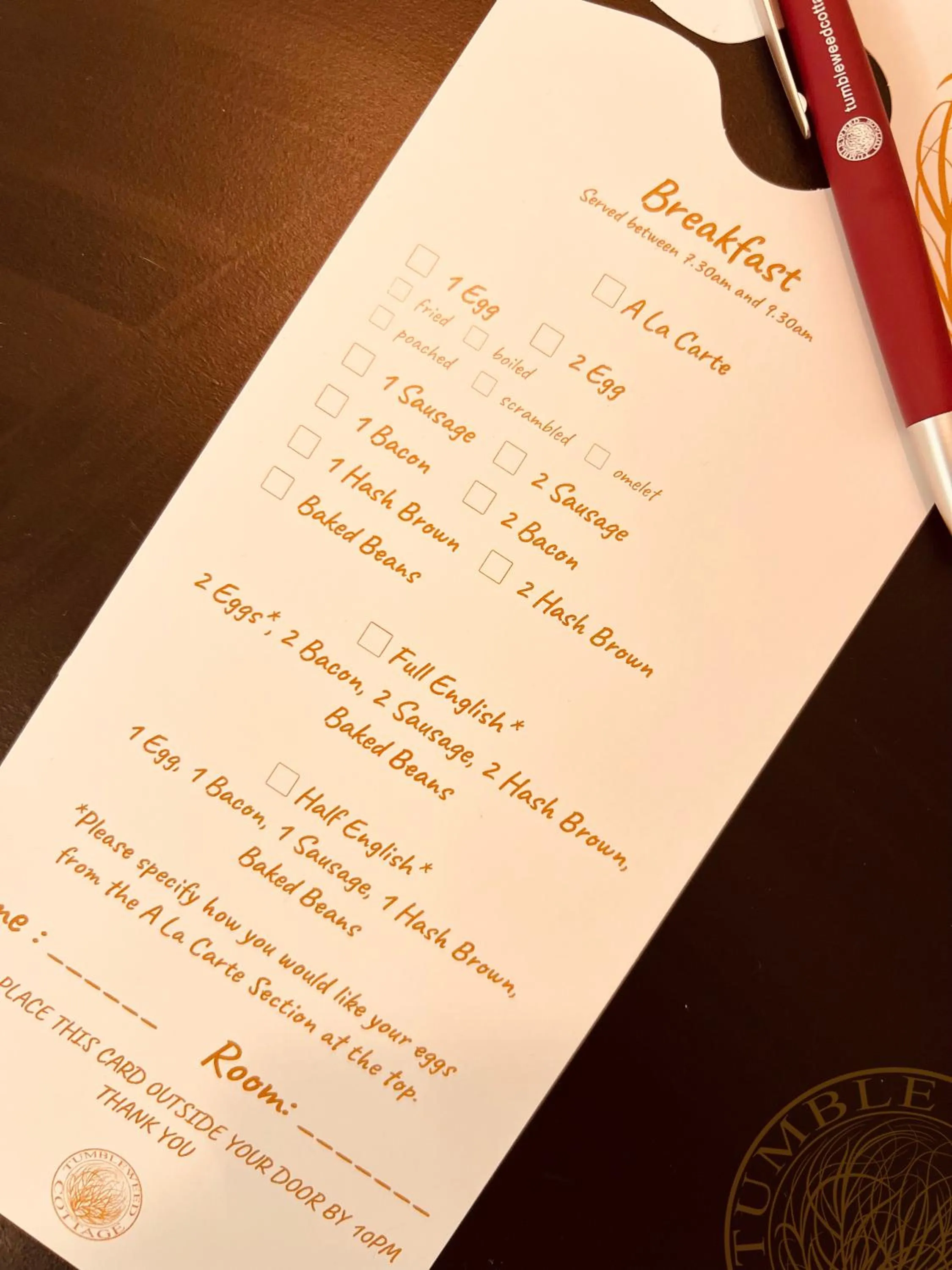 Text overlay in Tumbleweed Cottage