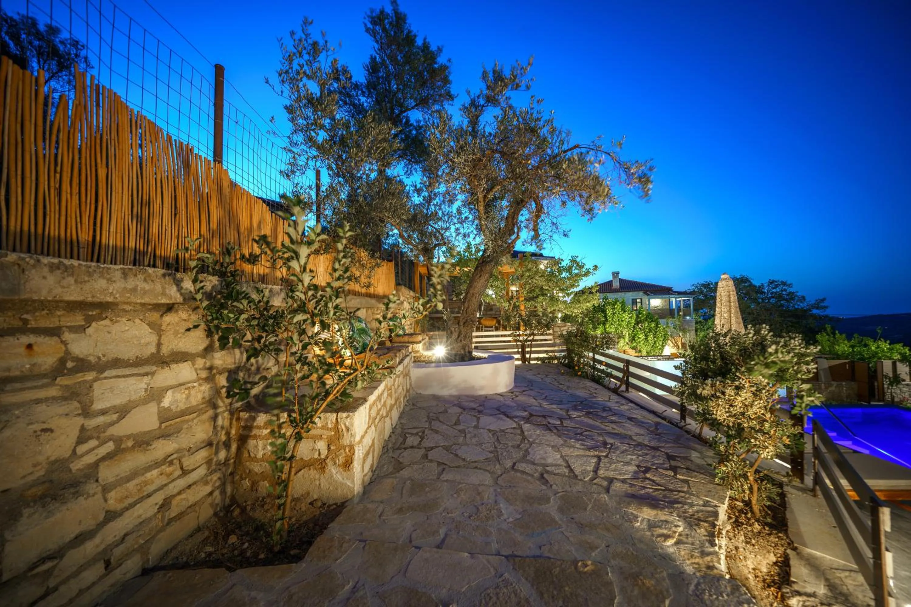 Patio in Asion Lithos Suites with Private Pools