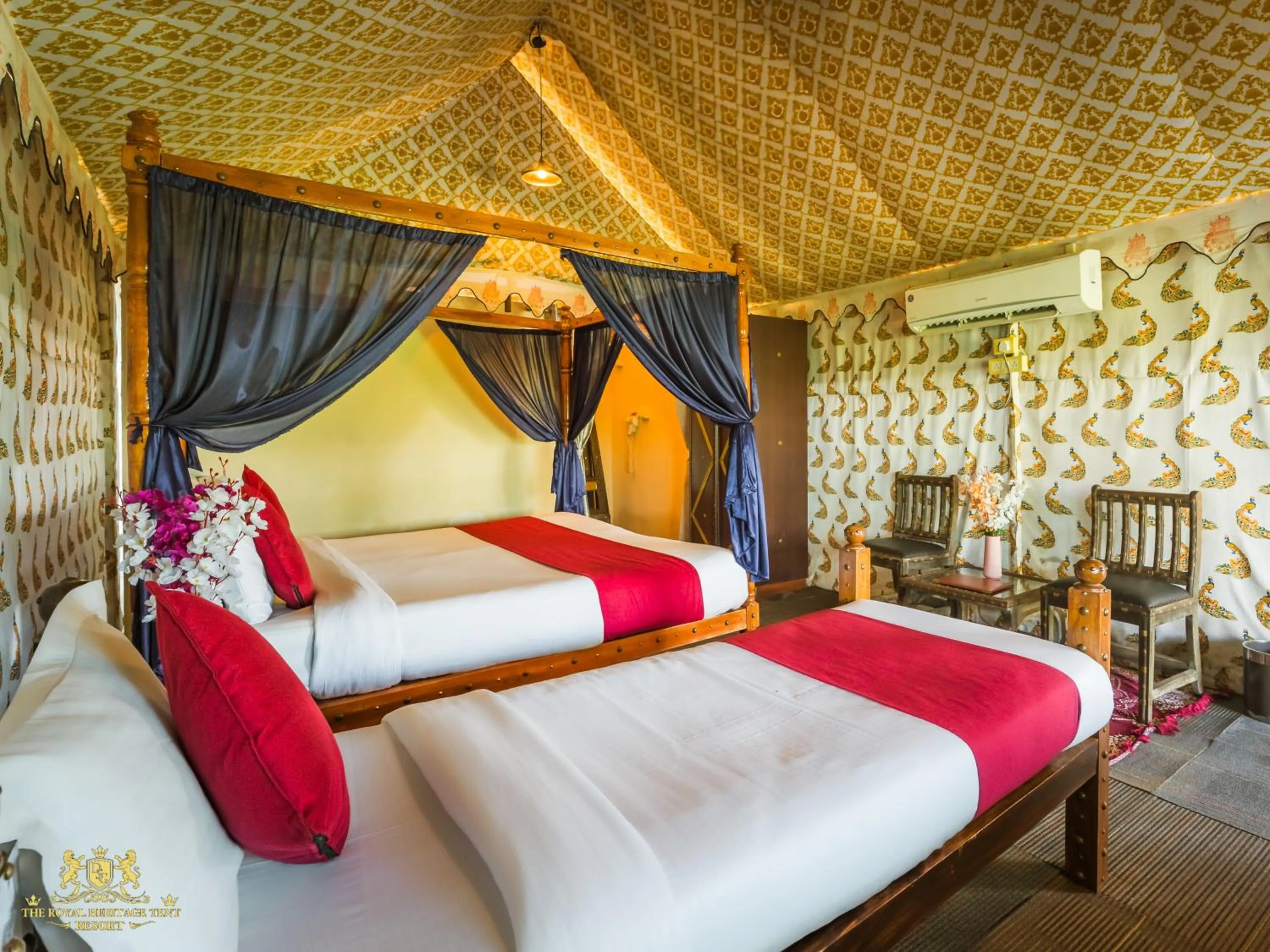 Bed in The Royal Heritage Tent Resort- Tent City Kevadia