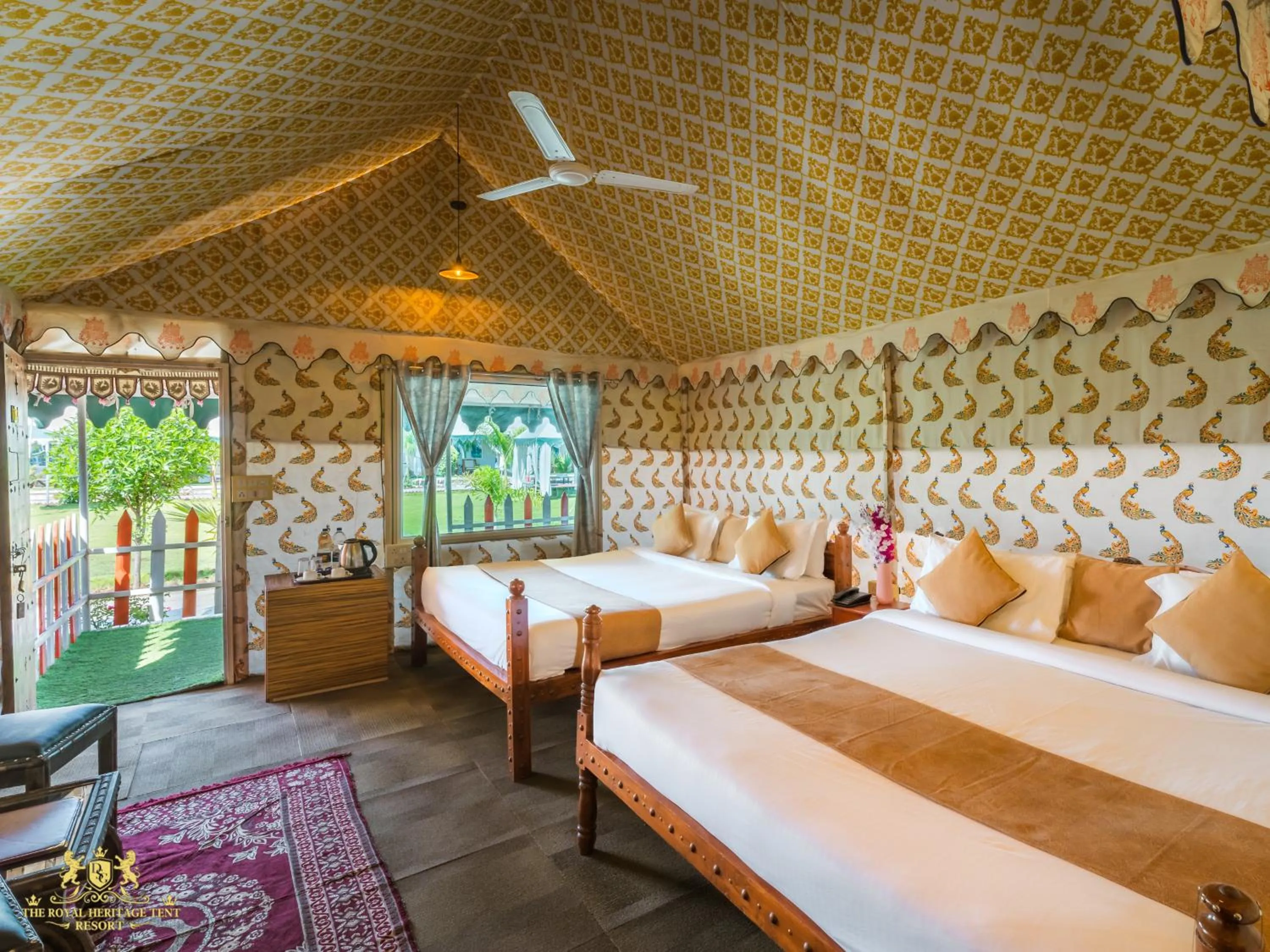 Bed in The Royal Heritage Tent Resort- Tent City Kevadia