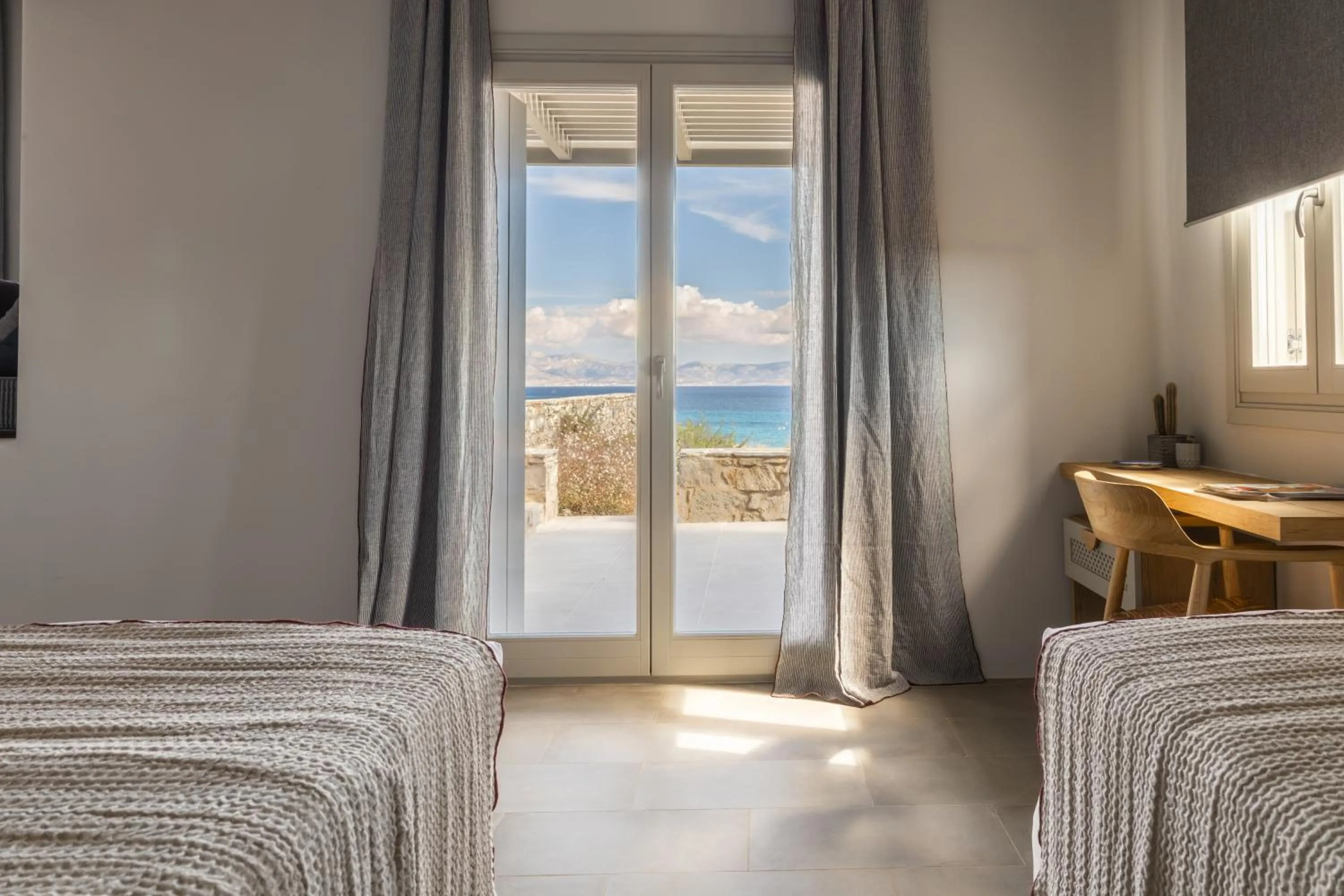 Bedroom, Bed in Poseidon of Paros Hotel & Spa