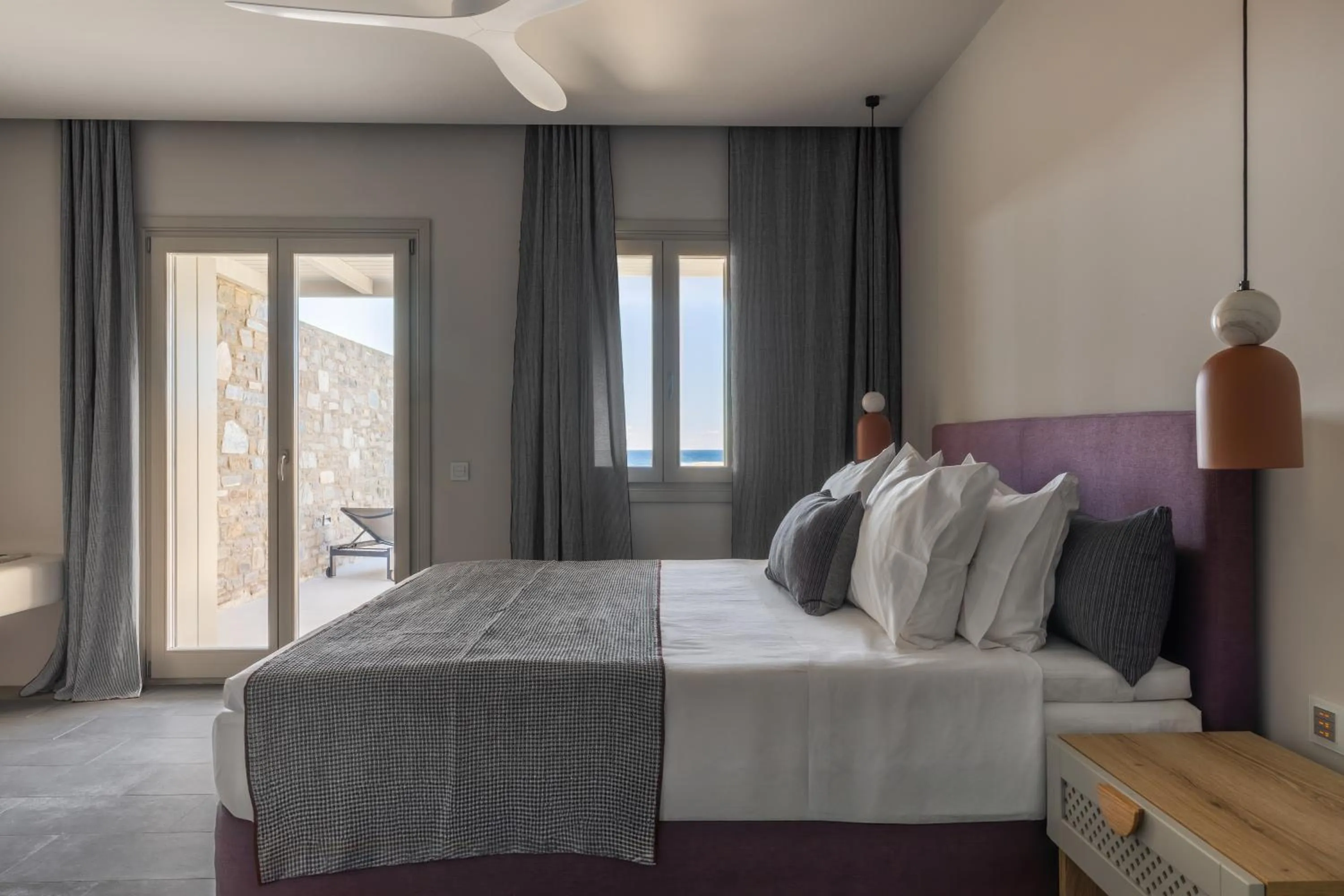 Bedroom, Bed in Poseidon of Paros Hotel & Spa