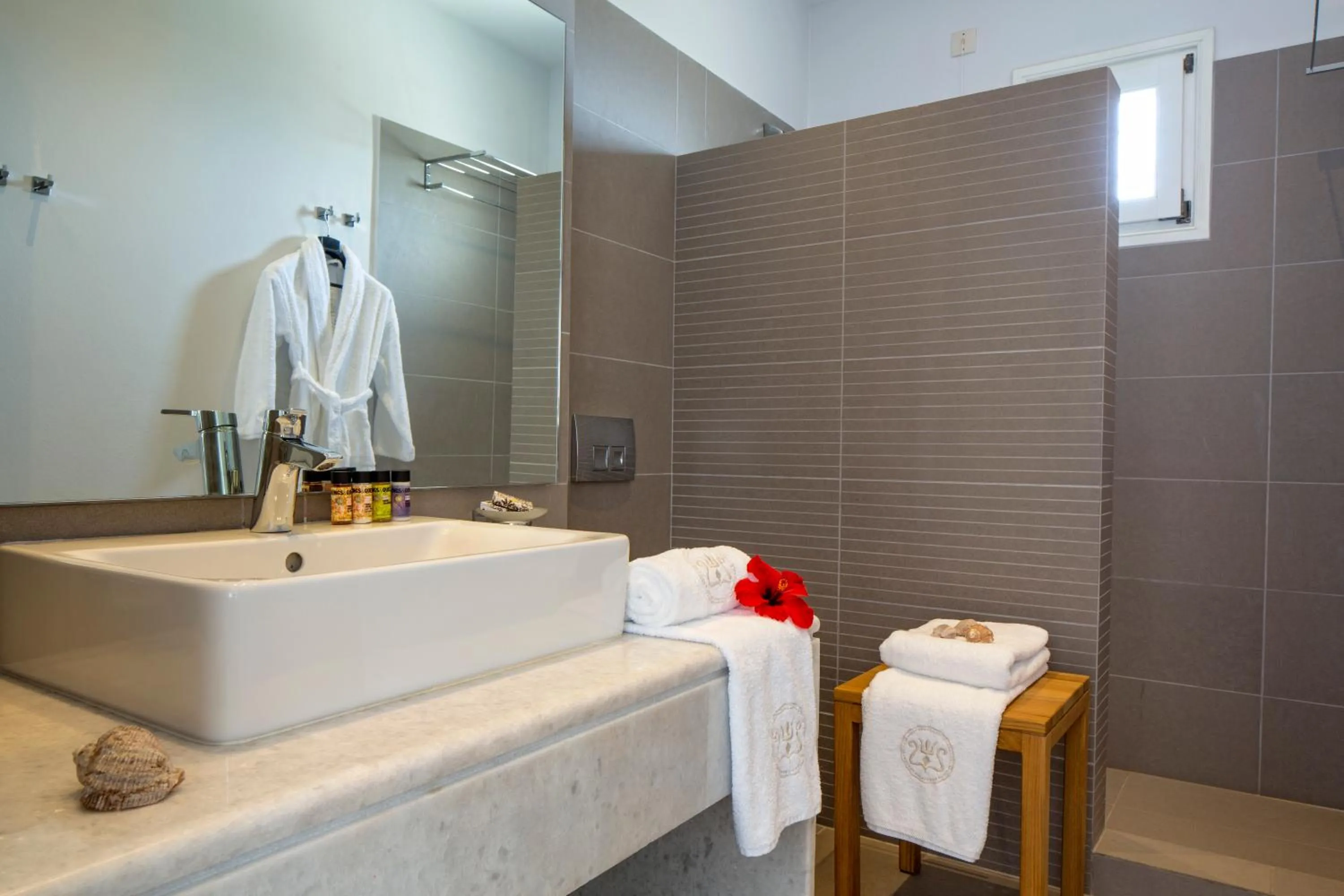 Shower in Poseidon of Paros Hotel & Spa