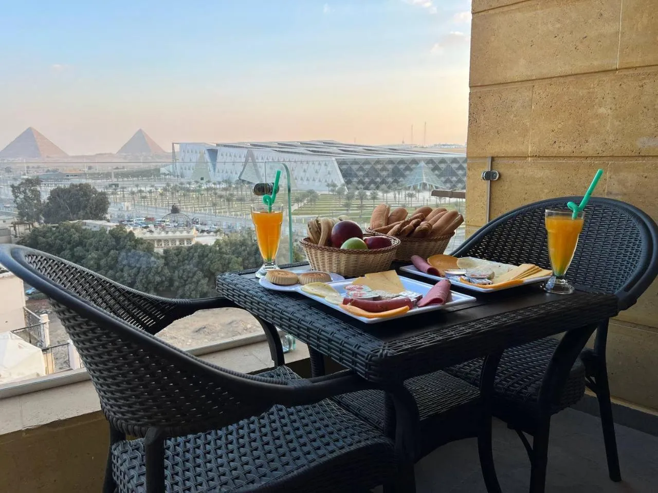 Breakfast in Asia Grand Museum & Pyramids view