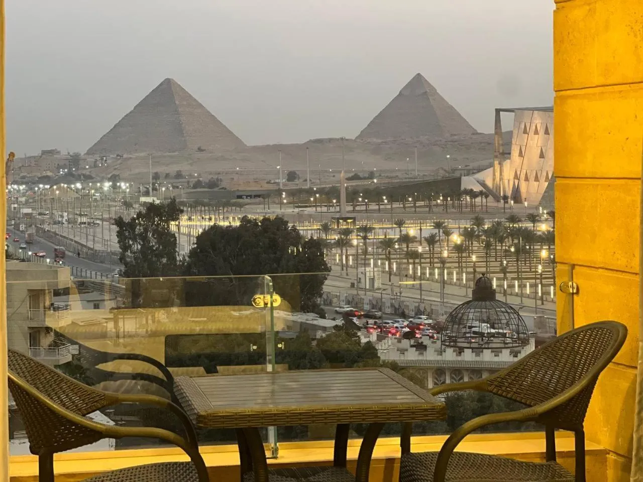 Dining area in Asia Grand Museum & Pyramids view