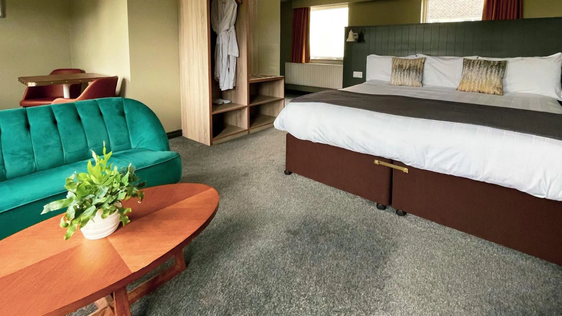 Seating area, Bed in Marine Hotel Ballycastle